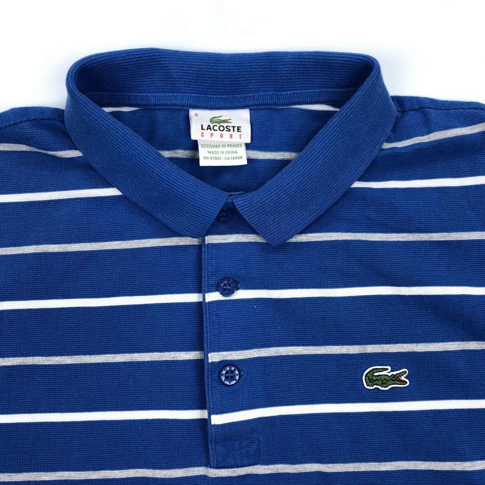 Lacoste Lacoste Sport Polo Shirt Striped Pique Men’s Blue White Gray Short Sleeve Size 8 XS XL Size US M / EU 48-50 / 2 - 2 Thumbnail