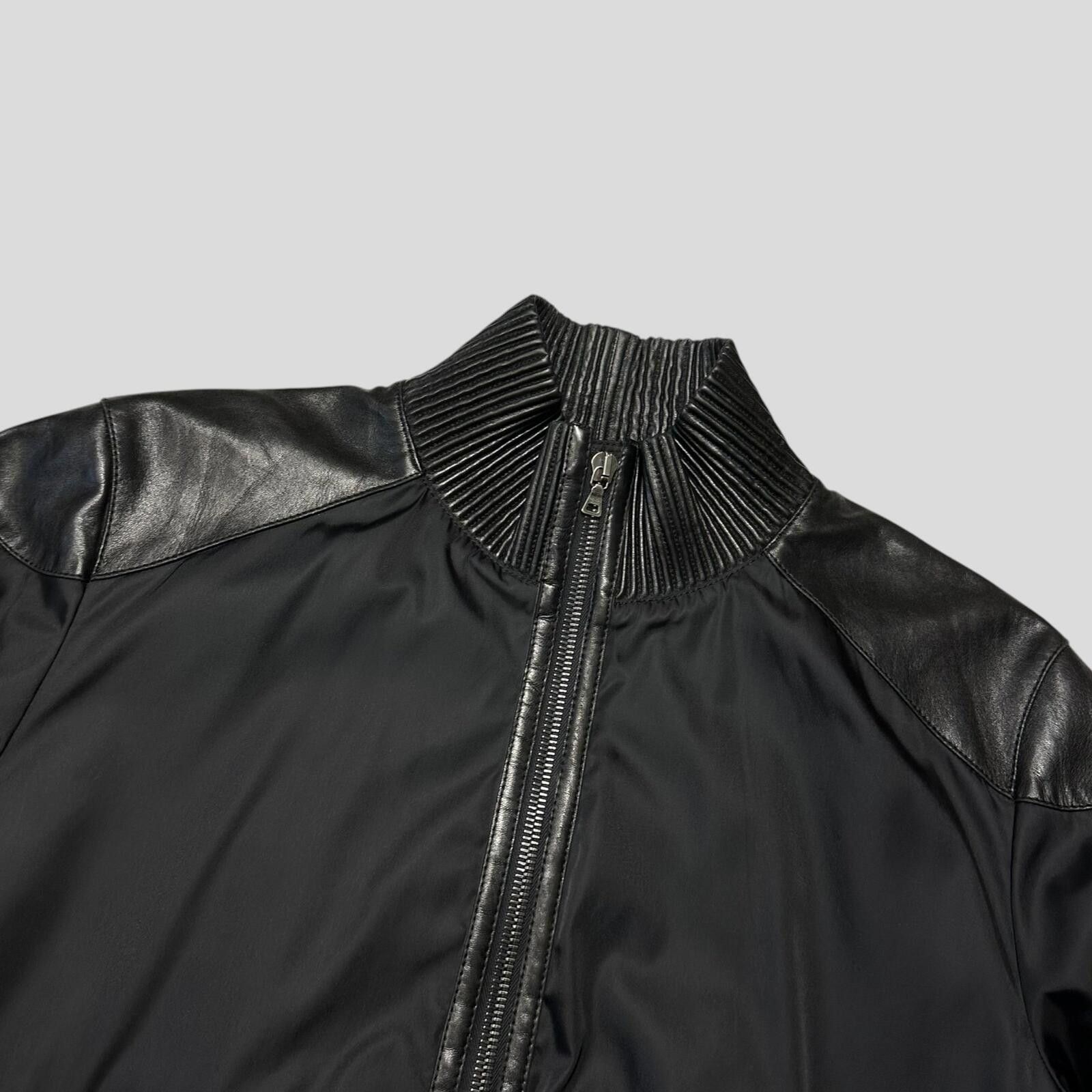 Prada Prada Milano 2007 Gabardine Nylon + Leather Bomber Jacket L Size US L / EU 52-54 / 3 - 2 Thumbnail