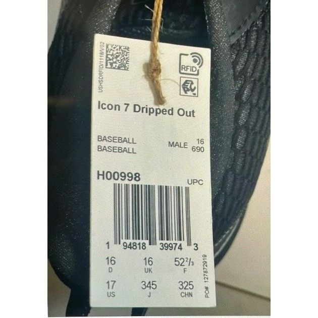 Adidas Adidas Icon 7 Dripped Out Metal Baseball Cleats Black Men's Size US 15 / EU 48 - 7 Thumbnail