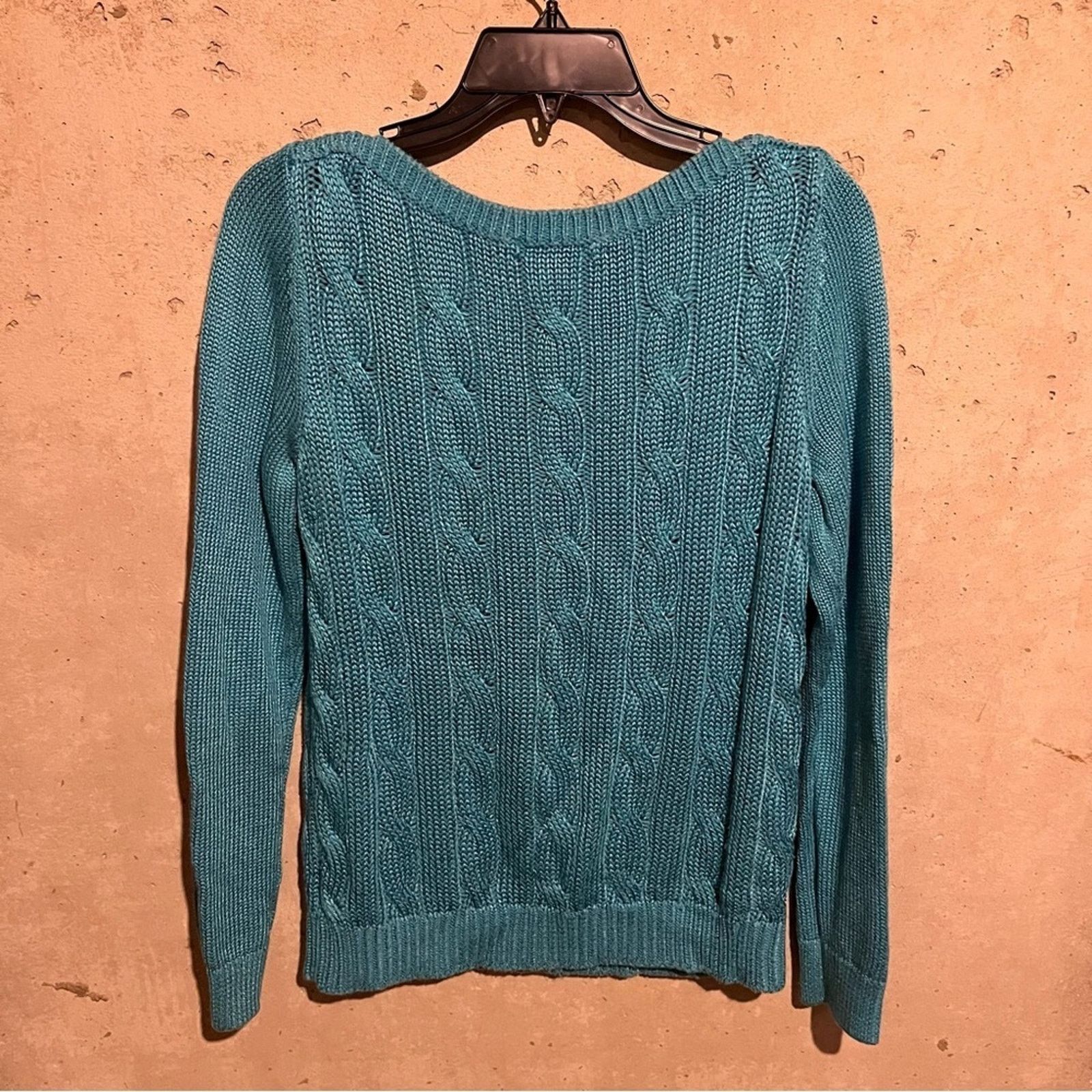 Lauren Ralph Lauren Lauren Ralph Lauren Boatneck Cable Knit Sweater M Light Blue Size M / US 6-8 / IT 42-44 - 3 Thumbnail