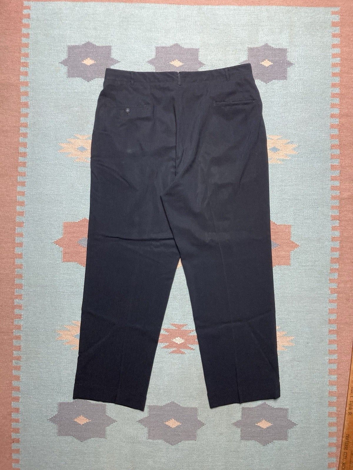 Vintage 50s drop loop pants men slacks black rockabilly rayon? 36x29 Size US 36 / EU 52 - 7 Thumbnail