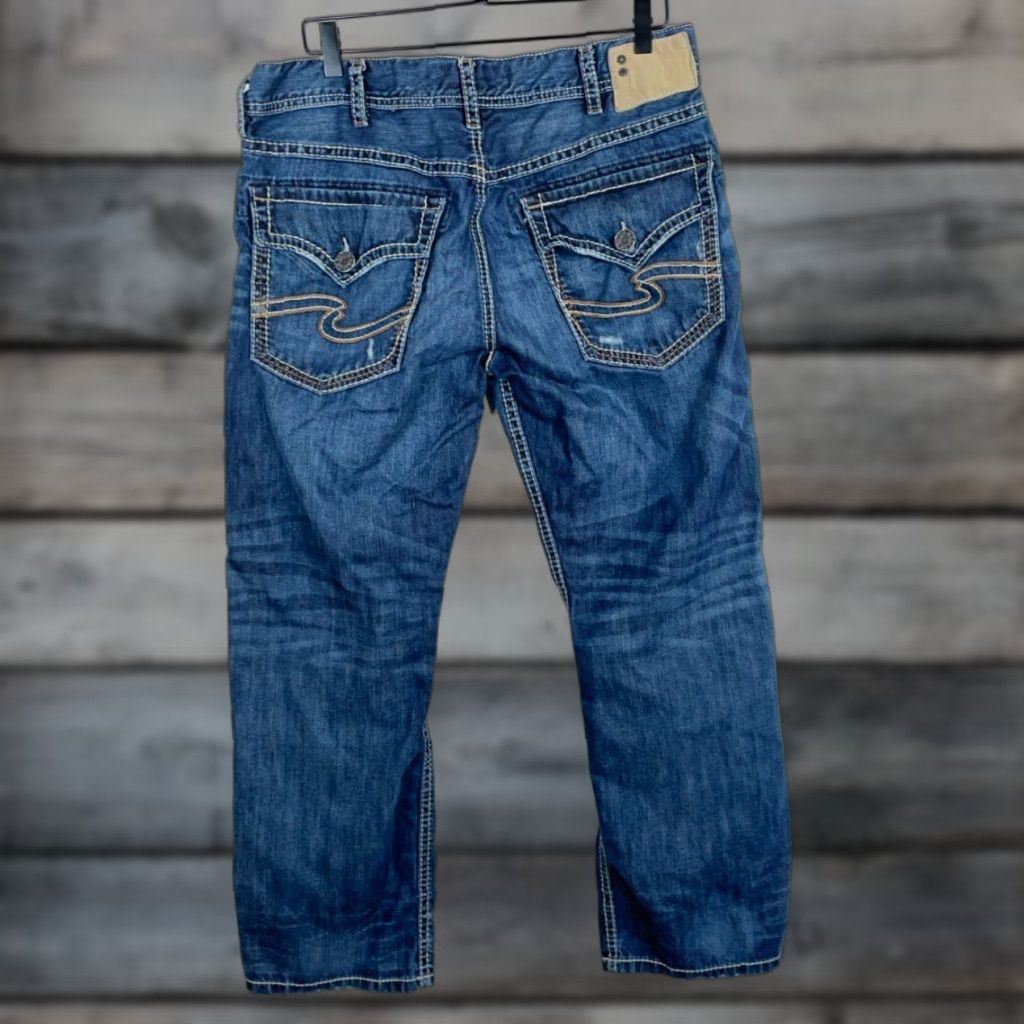 Silver Jeans Co. Silver Jeans Gordie Jeans Adult 36x29 Blue Denim Flap Pockets Straight 5-Pocket Mens Size US 36 / EU 52 - 1 Thumbnail