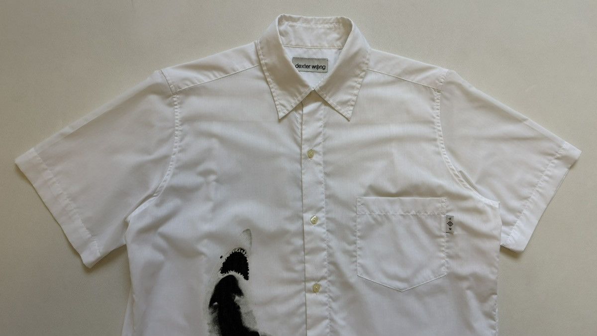 Dexter Wong S/S 1999 ‘Shark’ Print White Shirt Size US M / EU 48-50 / 2 - 3 Thumbnail