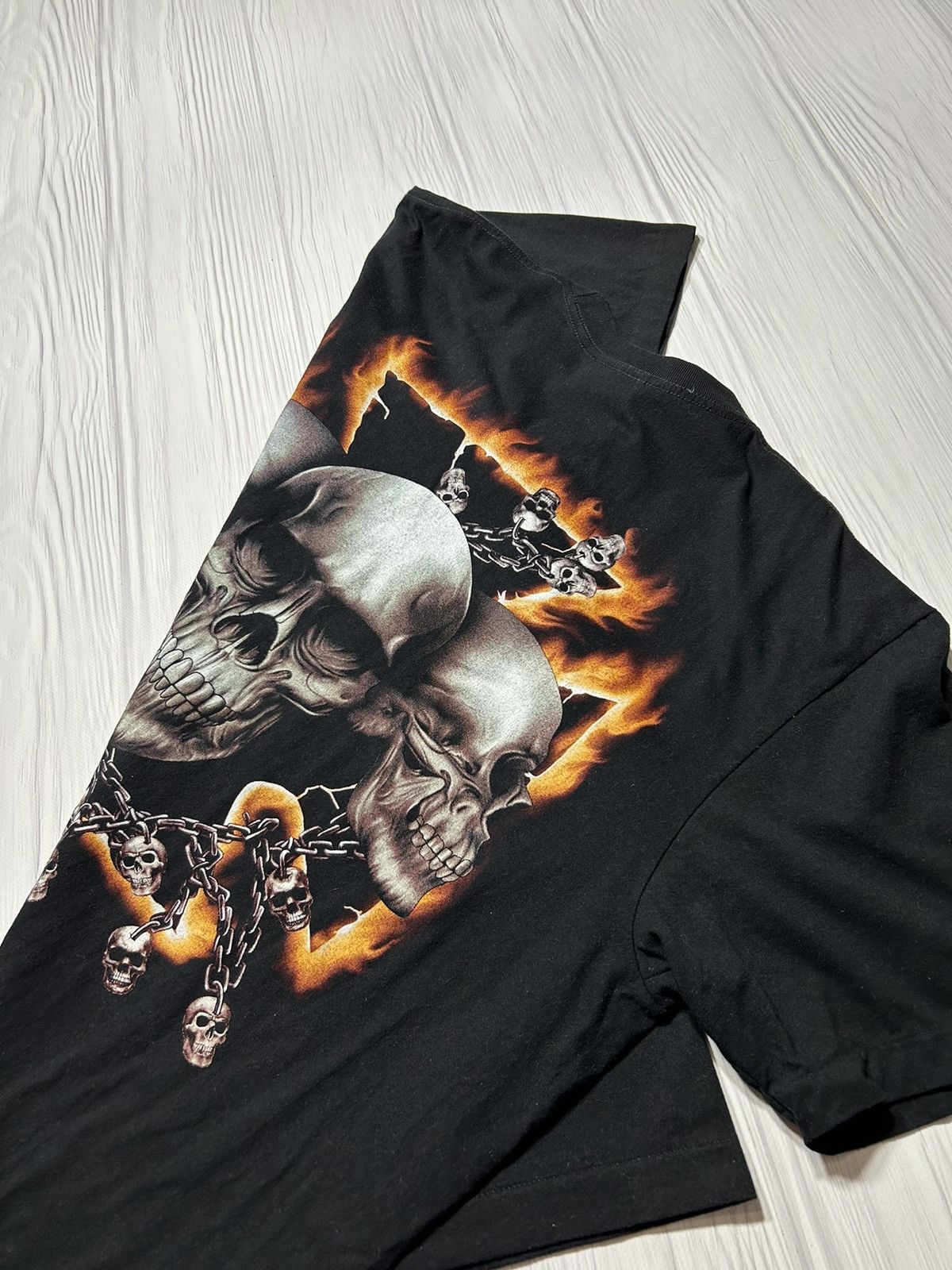 West Coast Choppers Vintage Skull like Choppers Fire Graphic T-Shirt Size US XL / EU 56 / 4 - 8 Thumbnail
