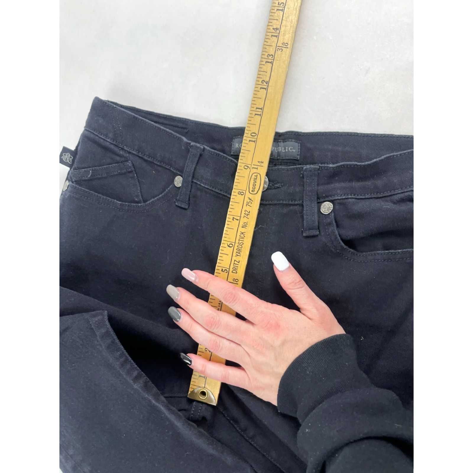 Vintage Rock & Republic Jeans Women's 10M Black Skinny Denim Pockets 30in Inseam 31in Waist Vintage No Berlin 90s? Size 24" / US 00 / IT 34 - 5 Thumbnail