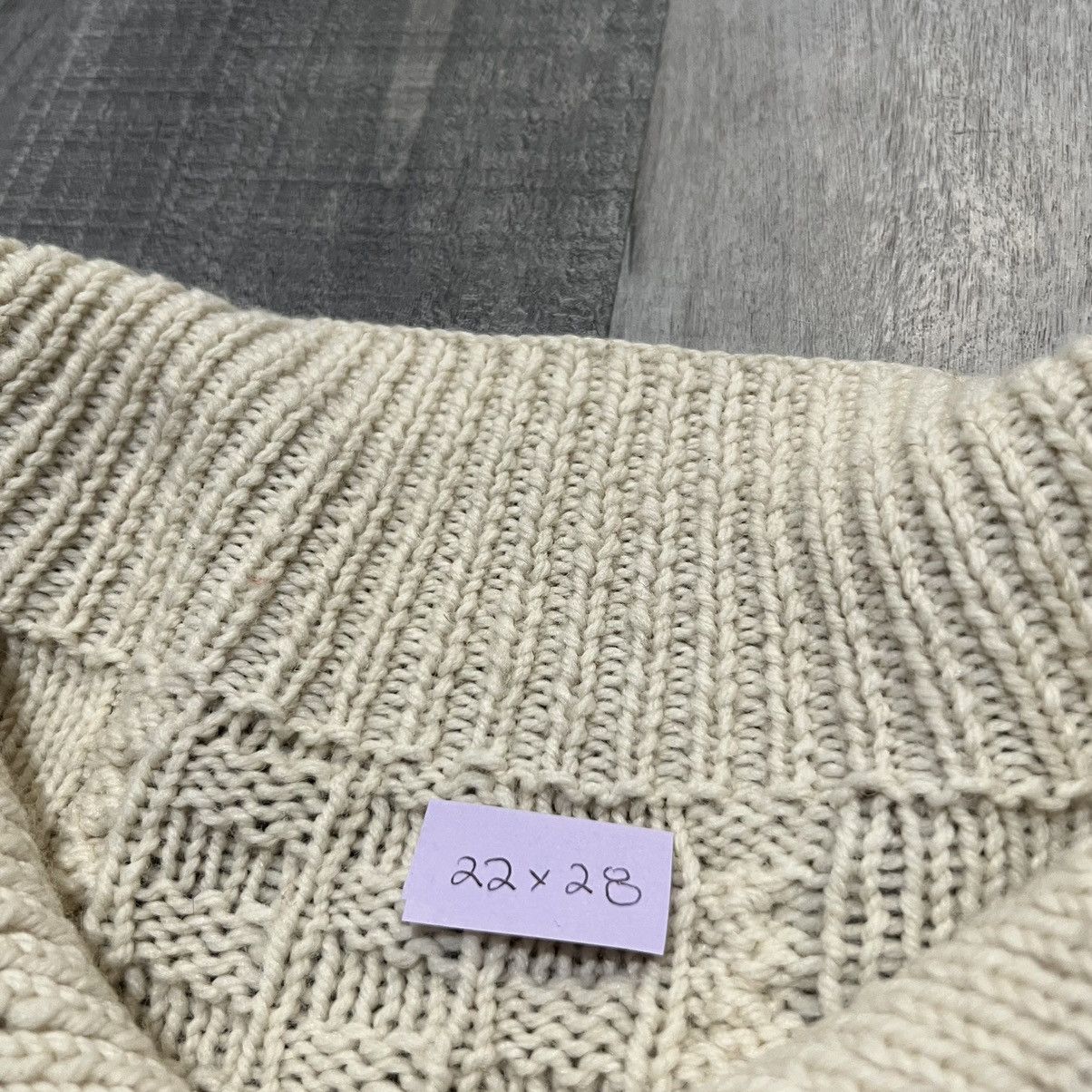 Handmade × Vintage VTG Ivory Beige Wool Cable Knit Fisherman Button Sweater Size L / US 10 / IT 46 - 5 Thumbnail