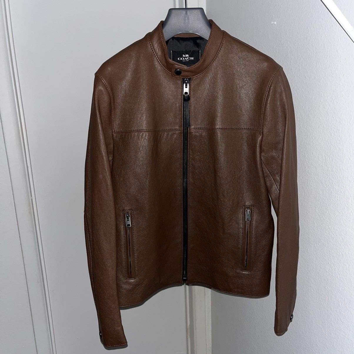 Coach Coach Brown Leather Racer Jacket Size S (Zara, Diesel) Size US S / EU 44-46 / 1 - 2 Thumbnail
