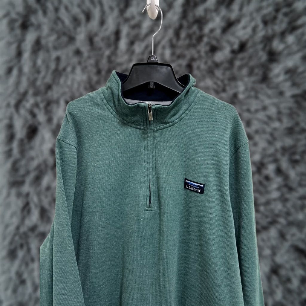 Altea LL Bean Pullover Mens XL Green Teal Comfort Stretch 1/4 Zip Long Sleeve Shirt Size US XL / EU 56 / 4 - 1 Thumbnail