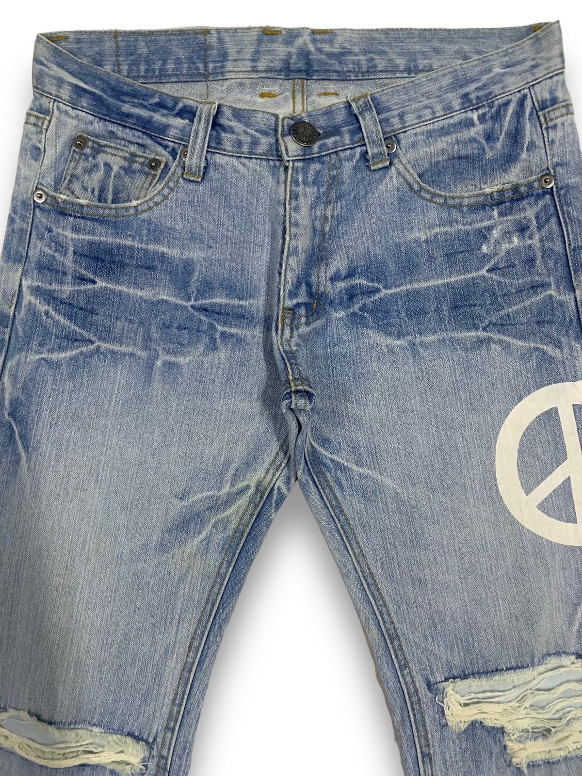 Hysteric Glamour Vintage Japanese Brand 420 Peace Spell Out Distressed Jeans Size US 31 - 4 Thumbnail