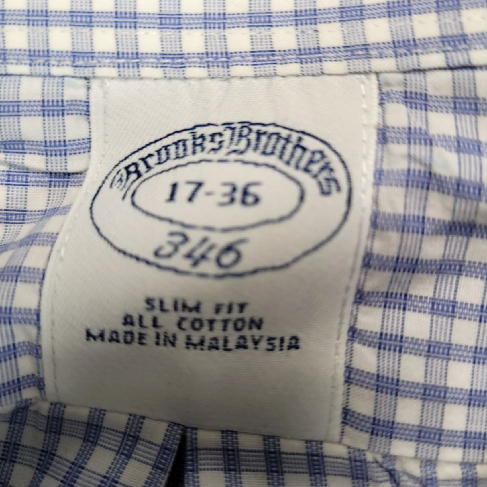 Brooks Brothers Brooks Brothers Mens Slim Fit Blue White Gingham Check Shirt 17 36 French Cuff Size US XL / EU 56 / 4 - 3 Thumbnail