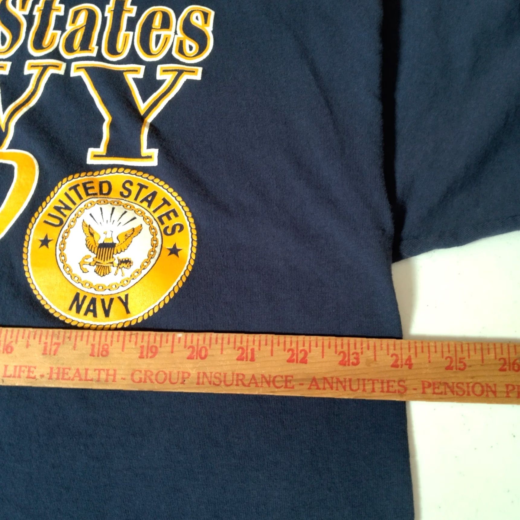 Soffe VINTAGE United States Navy Dad Shirt 2XL Blue Gold USA Military Pride American Patriot Shirt Mens Blue 2XL Navy Dad Military Patriotic Tee Size US XXL / EU 58 / 5 - 5 Thumbnail