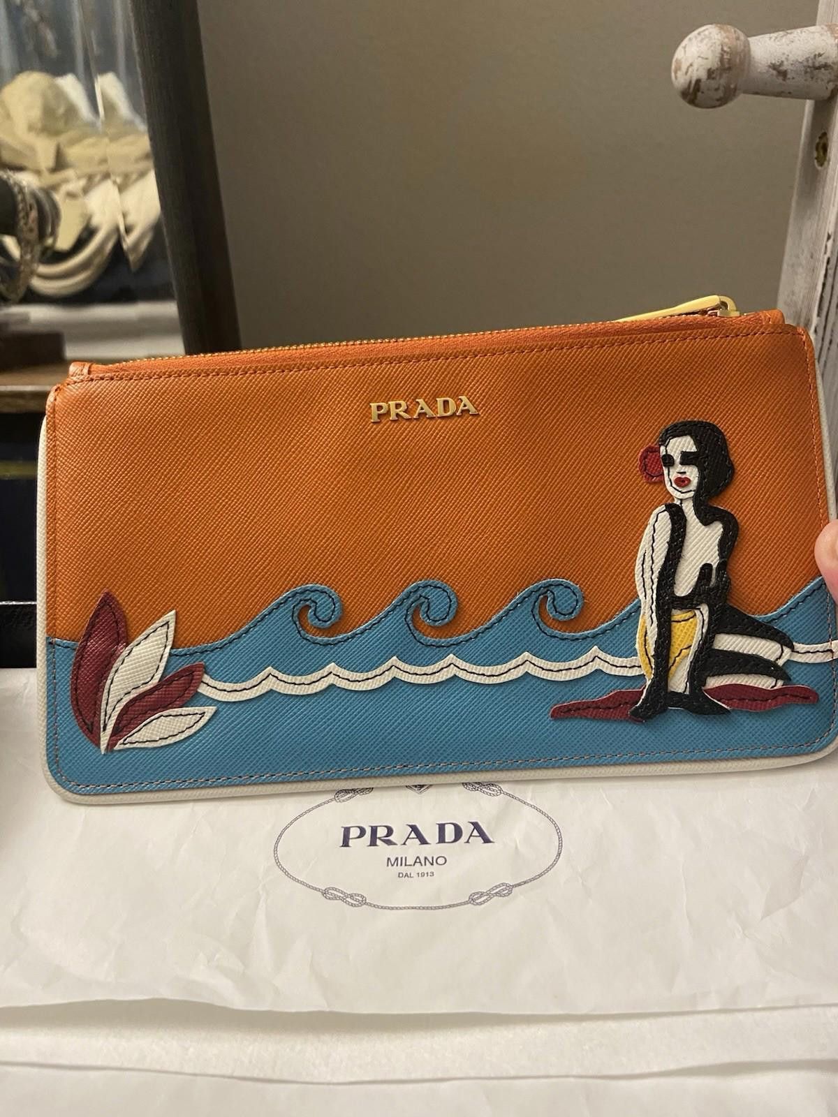 Prada Rare Prada 2013 ResortLine Saffiano Beach Ocean Clutch Pouch Size ONE SIZE - 2 Thumbnail