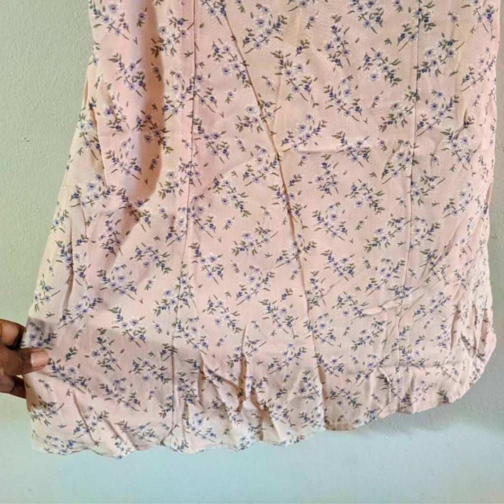 American Eagle Outfitters American Eagle XS Floral Sleeveless Mini Dress Pink Smocked Size XS / US 0-2 / IT 36-38 - 7 Thumbnail