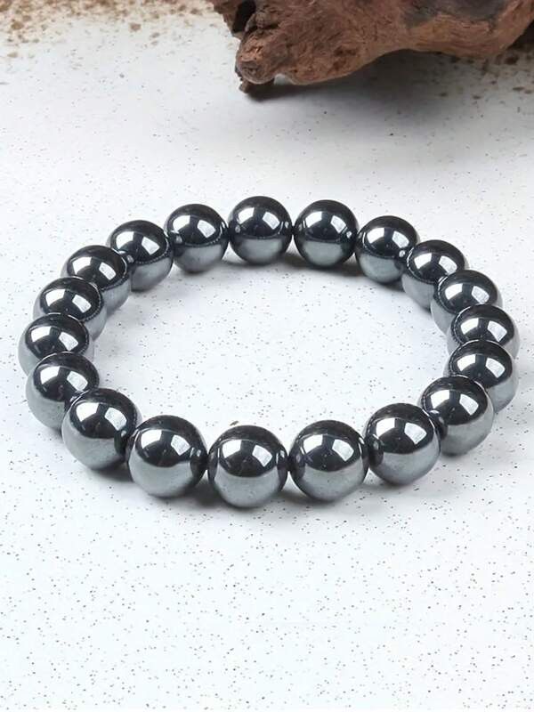 Archival Clothing x Jewelry Coral Black Onyx Bead Bracelet Vintage Surf in Silver, Men's