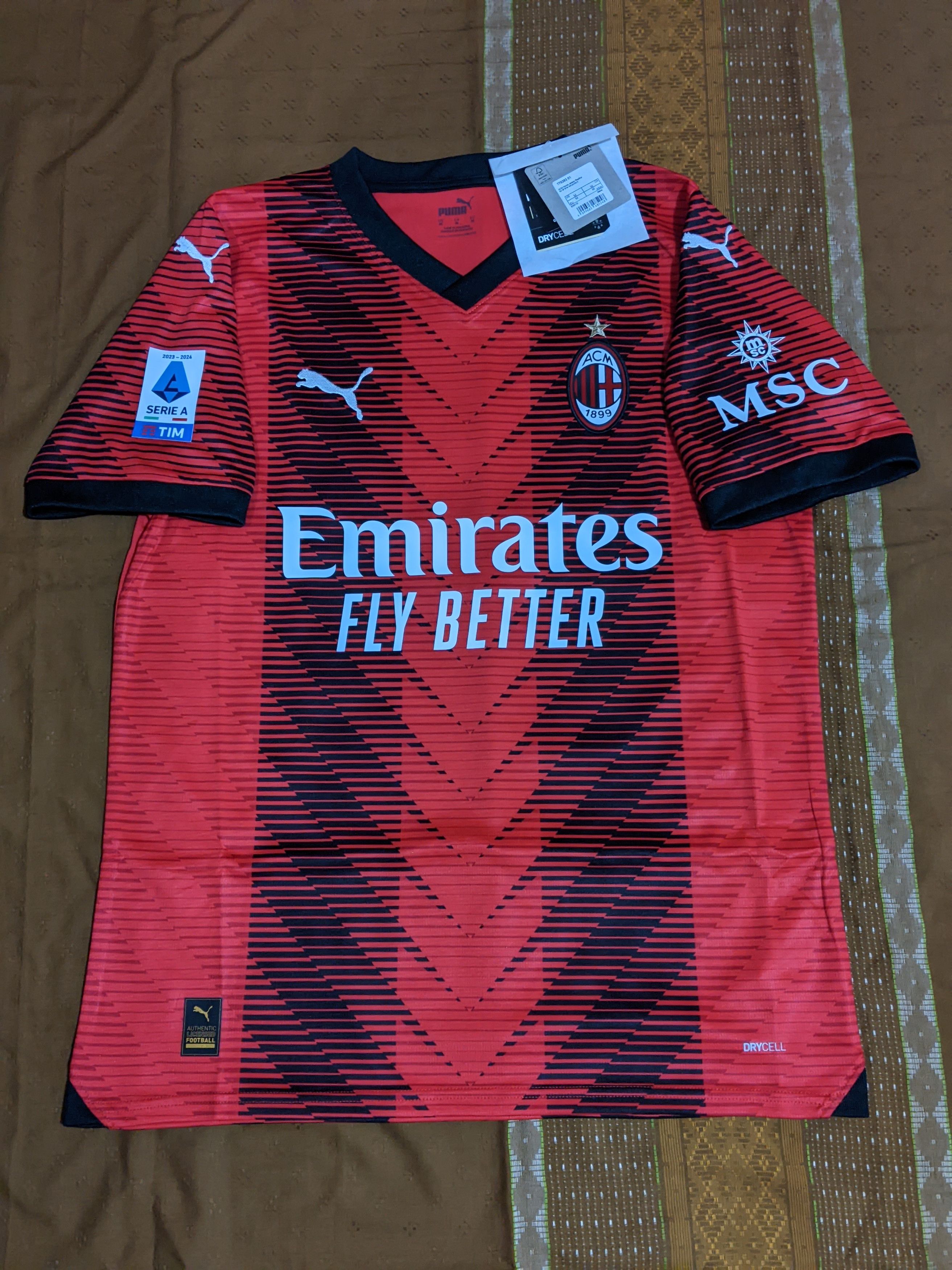 image of Puma x Soccer Jersey Ac Milan 2023/2024 Cristian Pulisic Jersey Football in Red/Black (Size Medium)