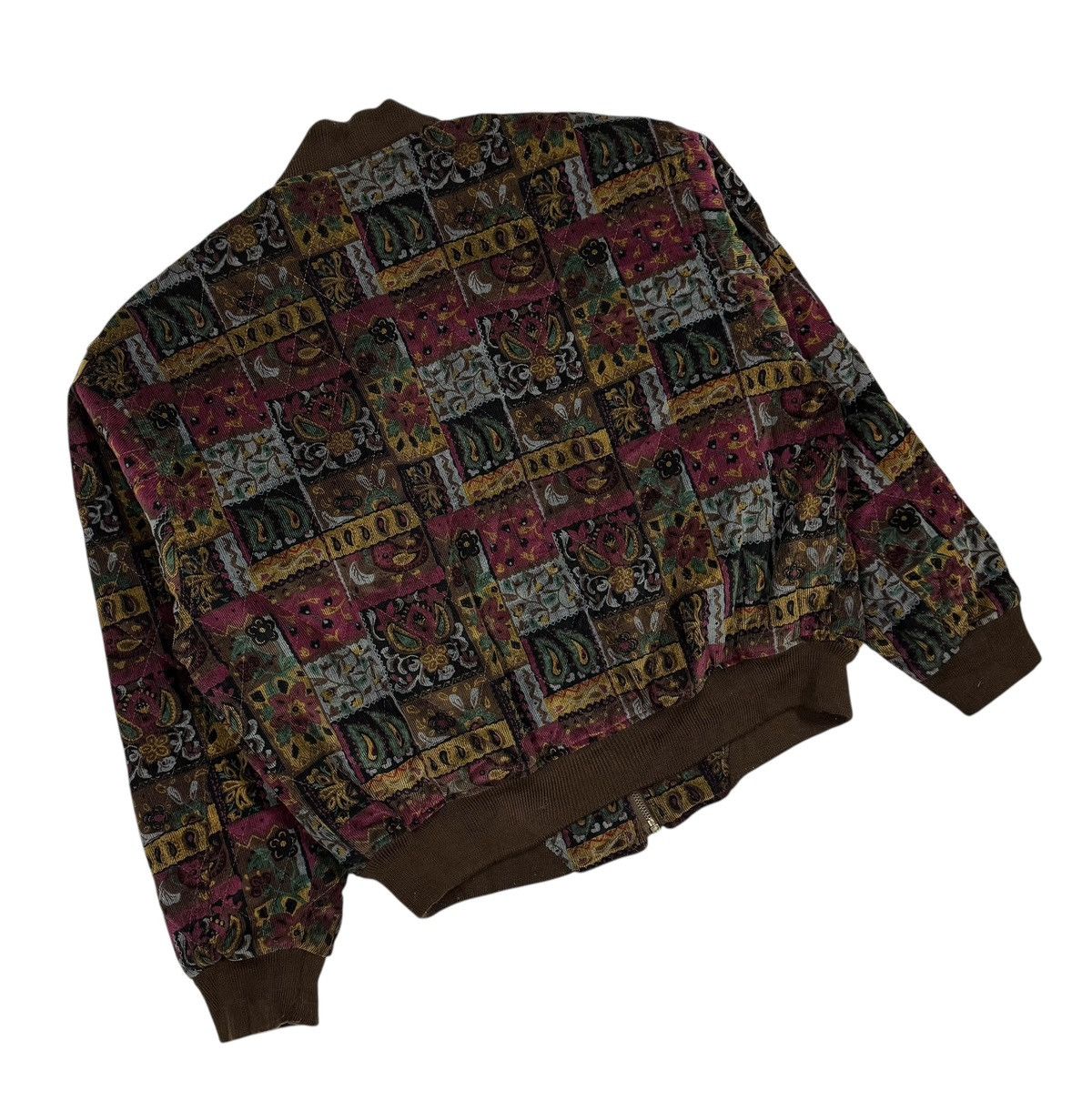 If Six Was Nine Vtg🔥Japanese Brand Bomber Patterned Velvet Quilted Jacket Size US L / EU 52-54 / 3 - 10 Thumbnail