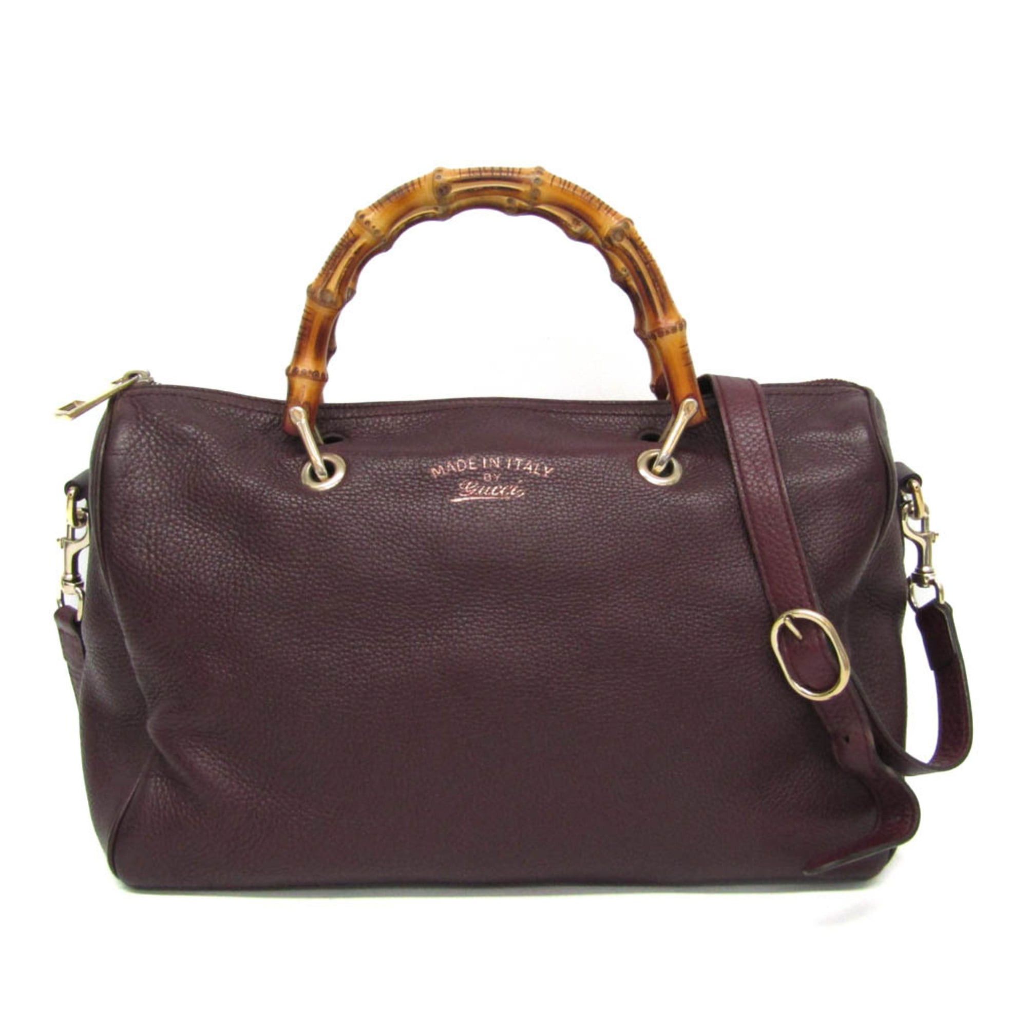 Gucci Gucci Bamboo 353124 Women's Leather Handbag Wine Size ONE SIZE - 1 Thumbnail