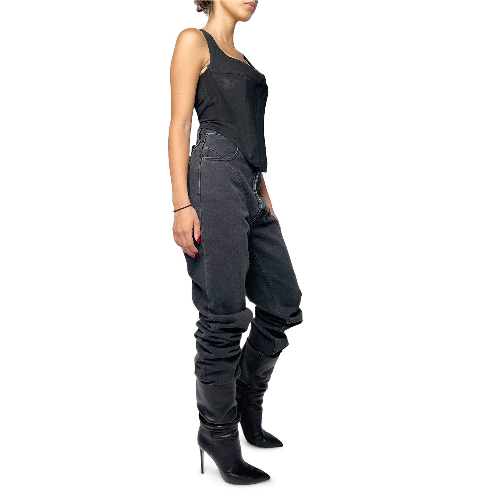 Magda Butrym Black / Gray Denim Jeans Size 38" / US 16 / IT 52 - 2 Thumbnail