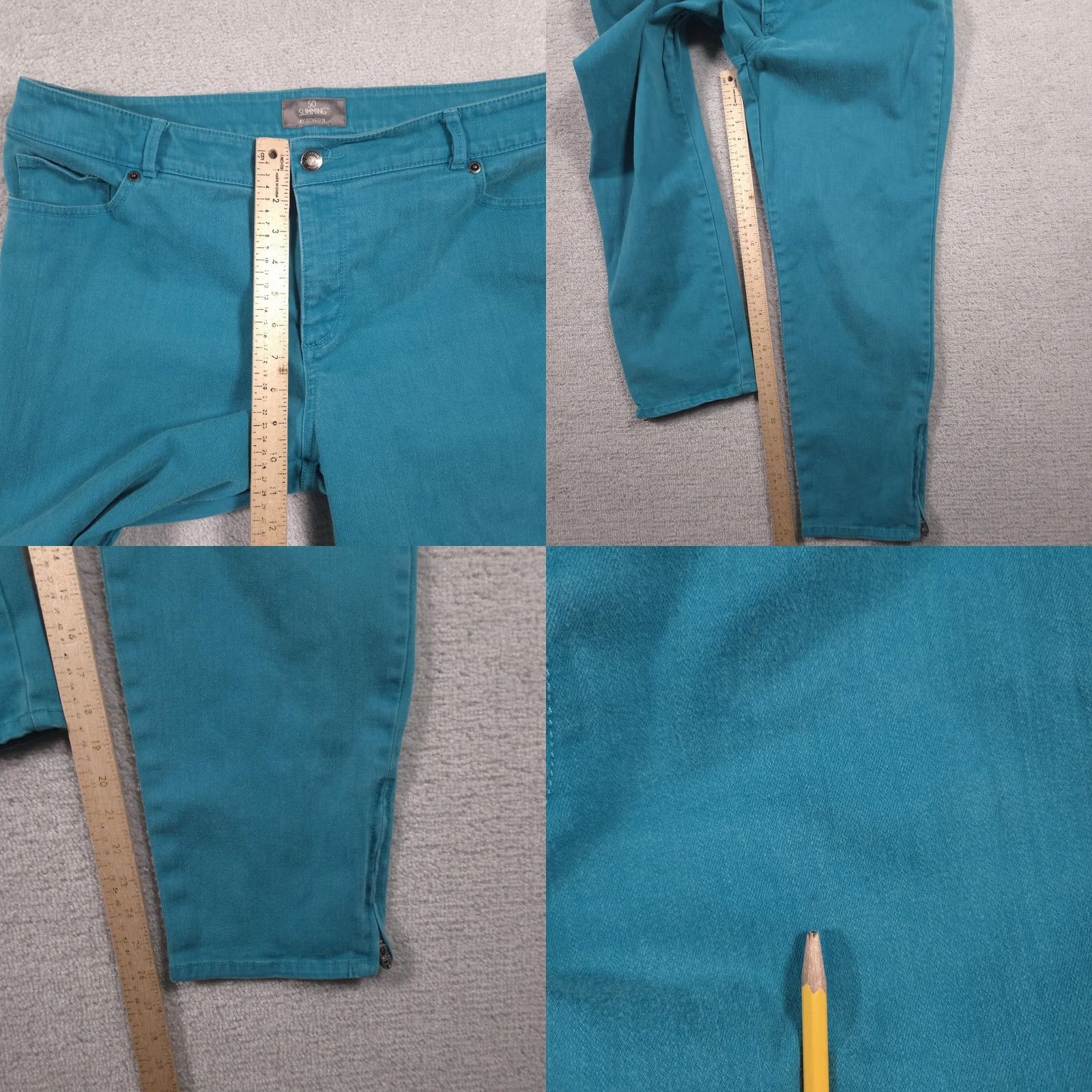 Vintage Chicos So Slimming Jeans Womens 3 Blue Teal Mid Rise Skinny Ankle Zip Stretch Jeans Size 26" / US 2 / IT 38 - 8 Thumbnail