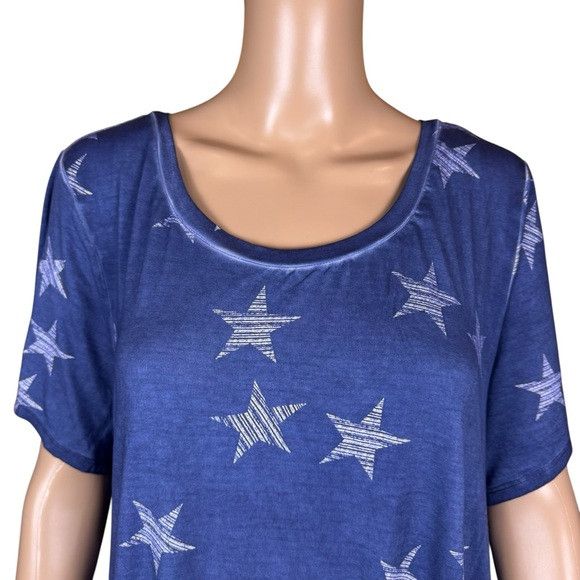 Other NWT New Cable & Gauge Viscose Blue Star Top T-Shirt Size 1X Size XL / US 12-14 / IT 48-50 - 2 Thumbnail