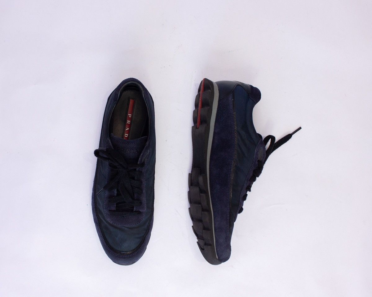 Prada 835$MRP Prada Sport Navy Blue Suede and Nylon Low Top Sneak Size US 8 / EU 41 - 1 Thumbnail