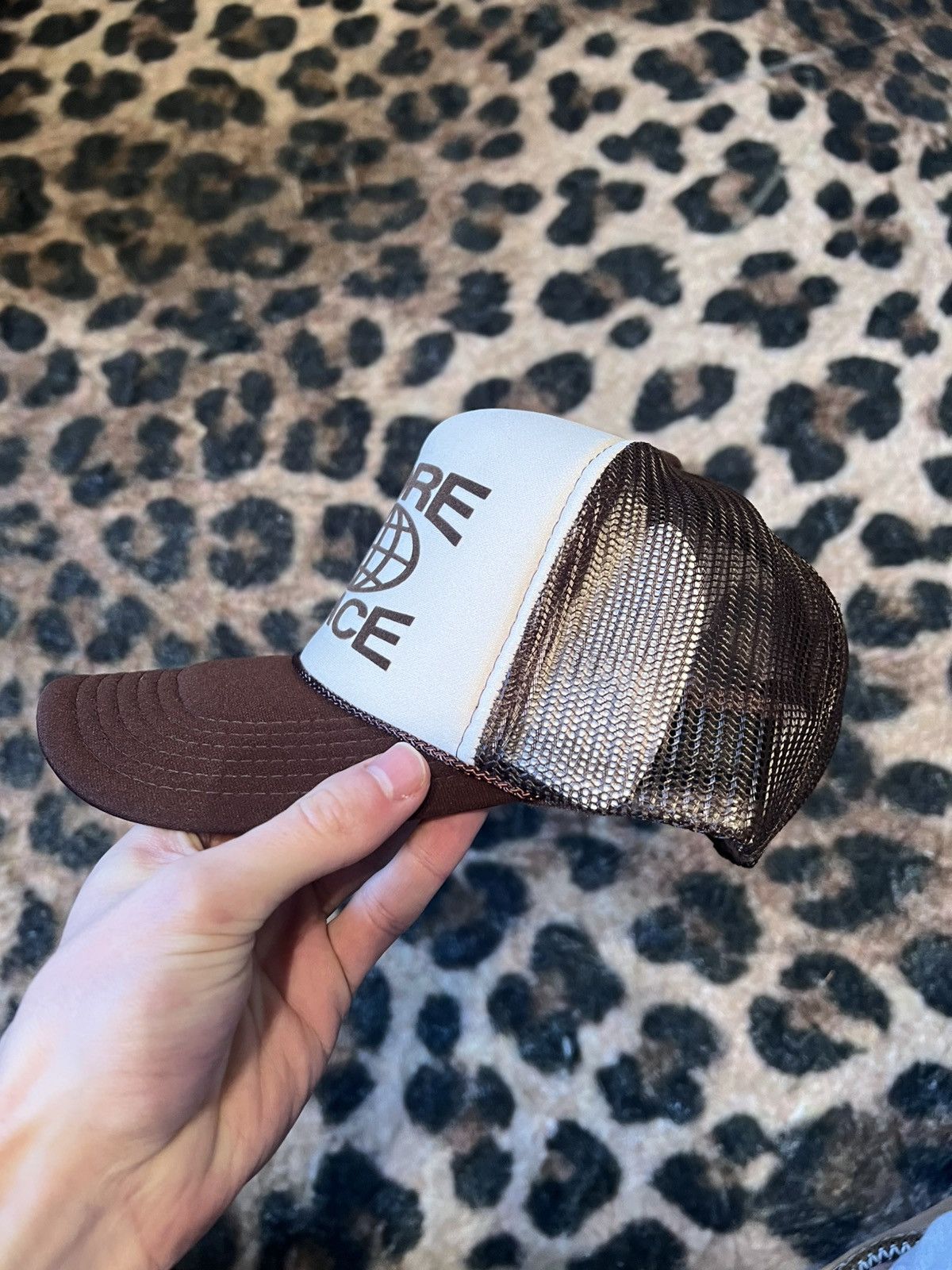 Vintage More Peace Trucker Hat Brown Puff Print Size ONE SIZE - 3 Thumbnail