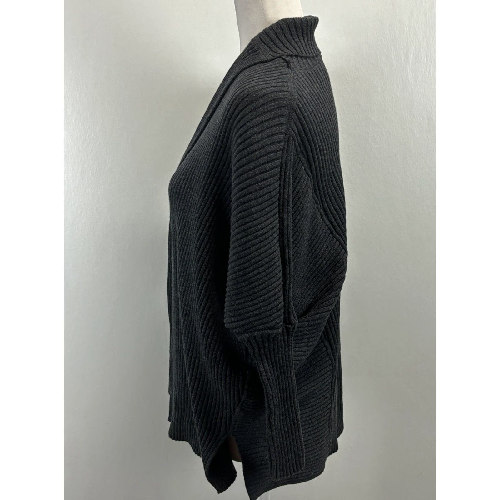 Vintage Cabi Cosmo Women's XXS Cardigan Sweater Galaxy Gray Oversized Ribbed Dolman V-Neck Long Sleeve Knit 100% Cotton Casual Classic Size XXS / US 00 / IT 34 - 3 Thumbnail