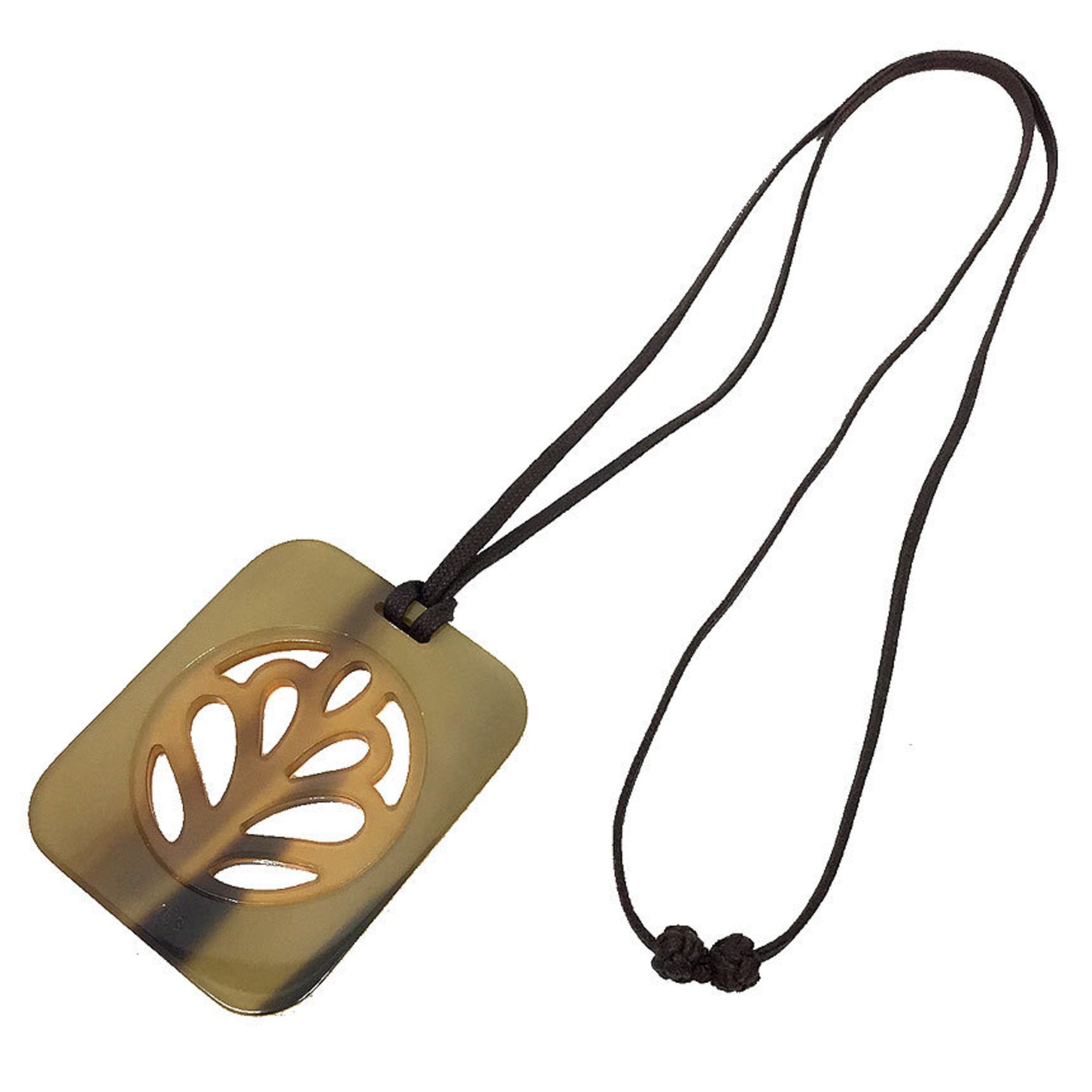 image of Hermes Buffalo Horn Necklace Pendant Gold Brown Hermes, Women's