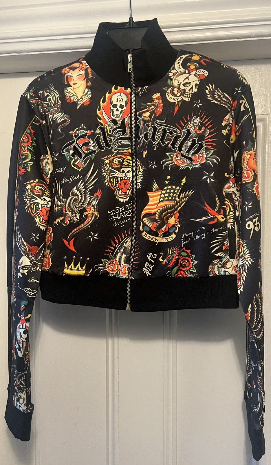 Ed Hardy Authentic Ed Hardy Shrunken Flashboard Black Track Jacket L Size L / US 10 / IT 46 - 1 Thumbnail