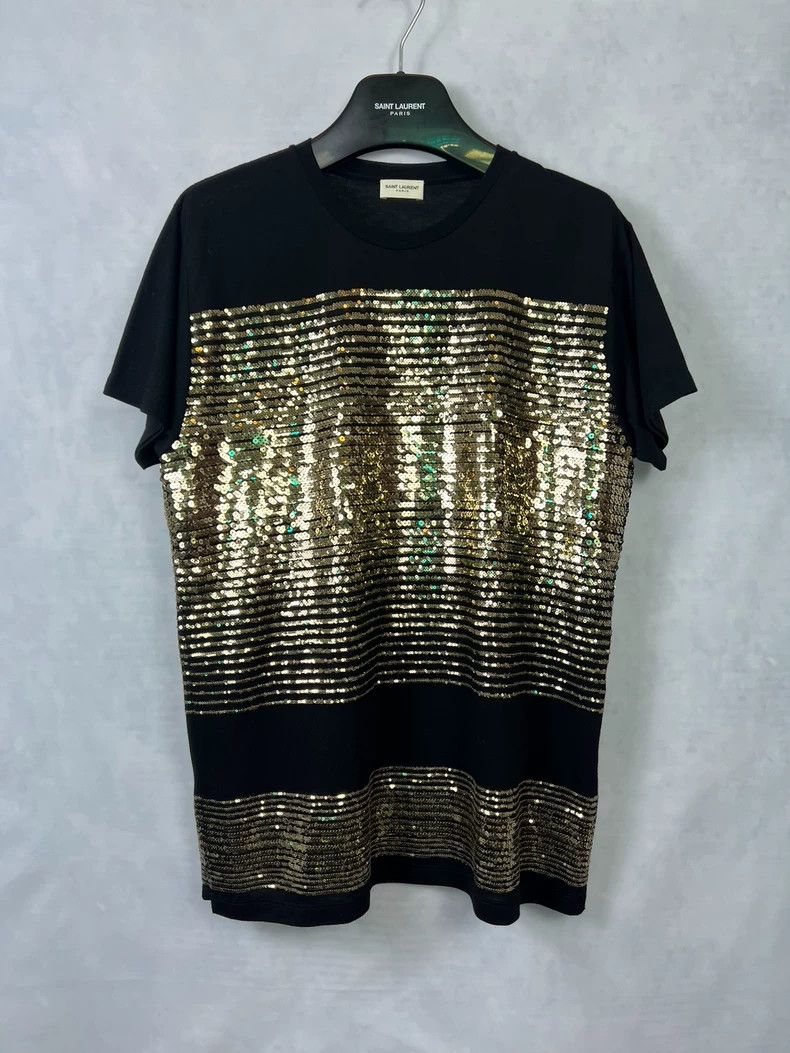 Yves Saint Laurent Saint Laurent19ss black and gold scale stripe short sleeve Size US M / EU 48-50 / 2 - 1 Thumbnail