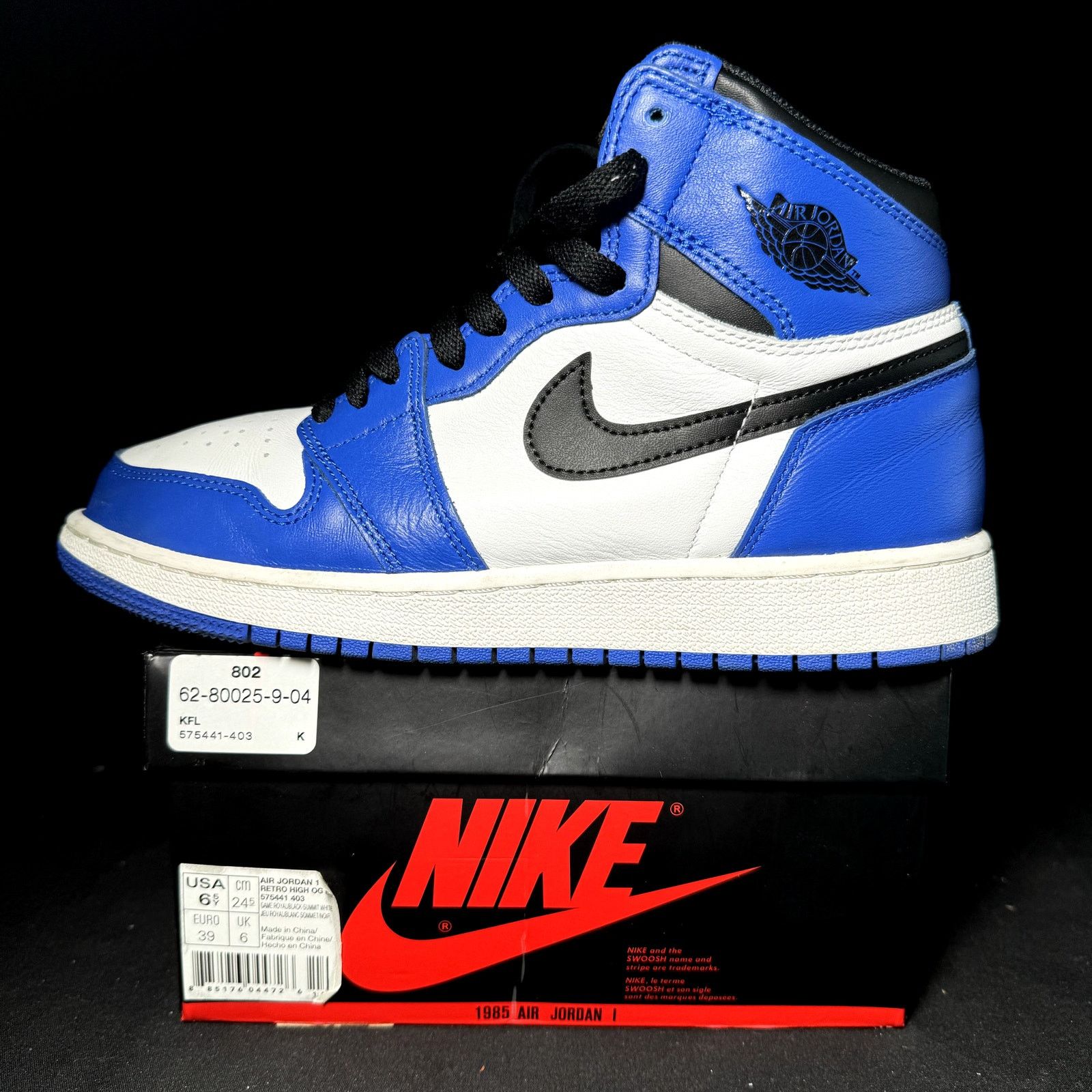 Jordan Brand × Nike Size 6.5 Air Jordan 1 Retro High OG BG Game Royal 2018 Shoes Size US 6.5 / EU 39-40 - 8 Thumbnail