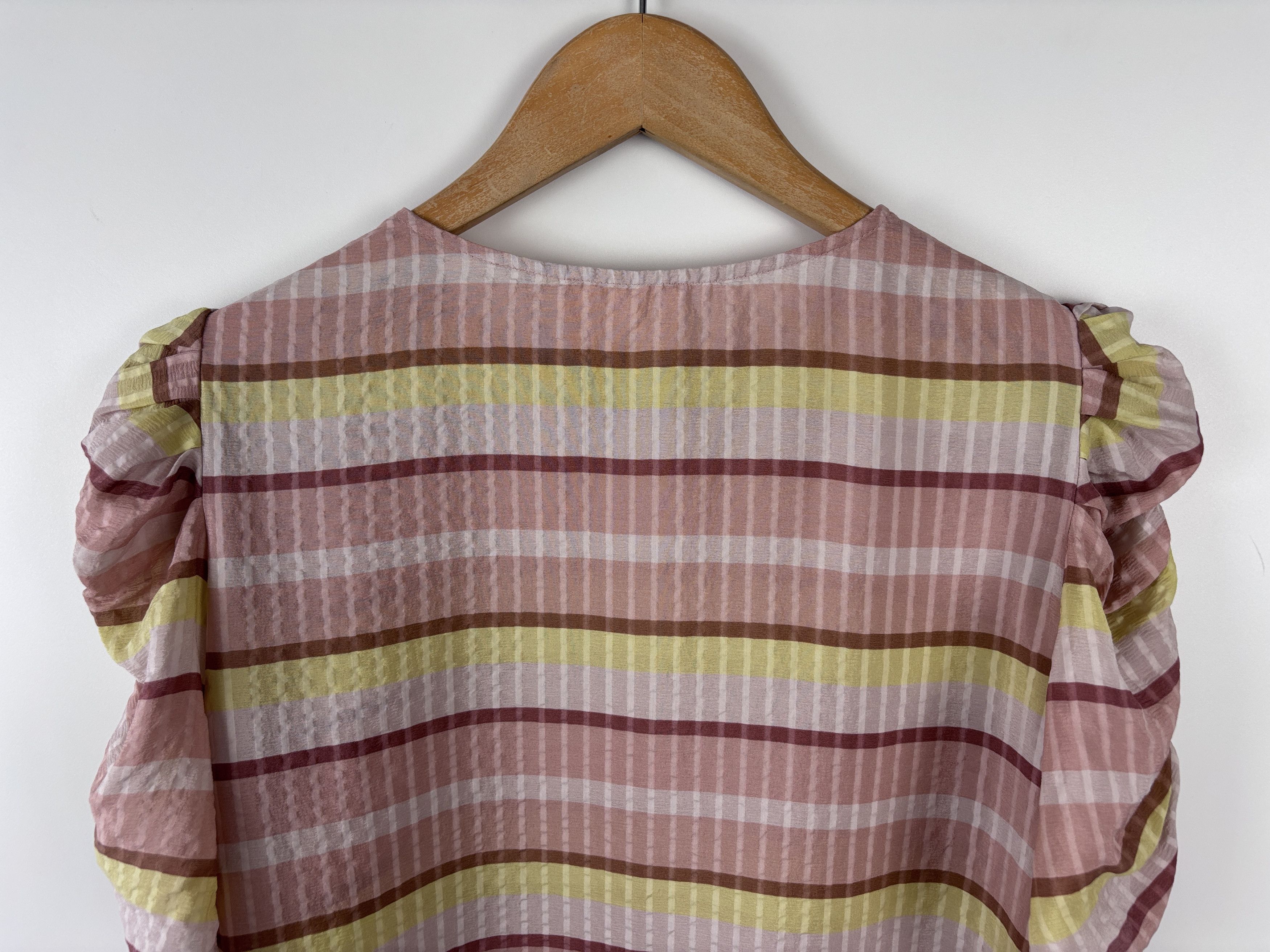 Sezane Sezane Coralie Silk Top Blouse Striped Pink Yellow Size 36 Size S / US 4 / IT 40 - 8 Thumbnail