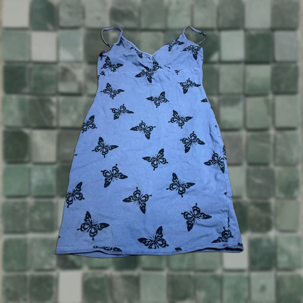 Vintage Wild Fable Top Womens Medium M Blue Butterfly Pattern Size M / US 6-8 / IT 42-44 - 1 Thumbnail