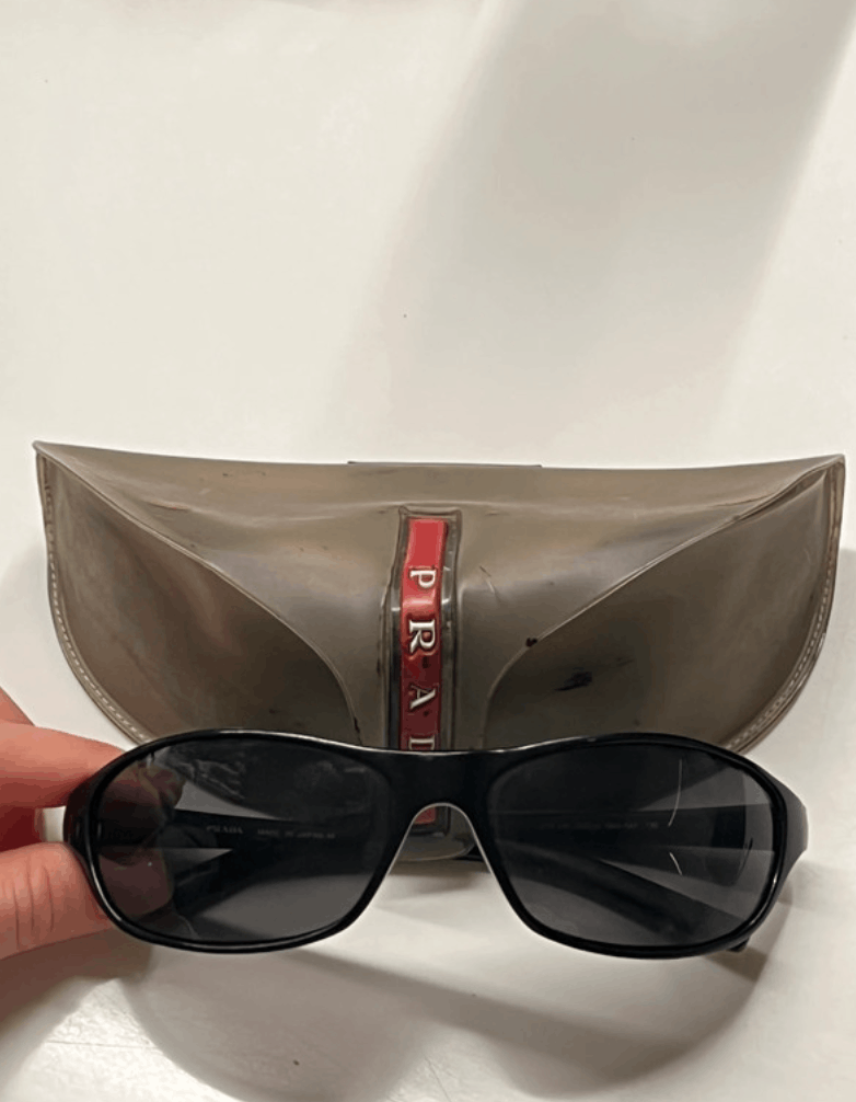 Prada × Vintage PRADA Sunglasses Rectangle Wrap Shield Metal Symbole RI920 Size ONE SIZE - 1 Thumbnail