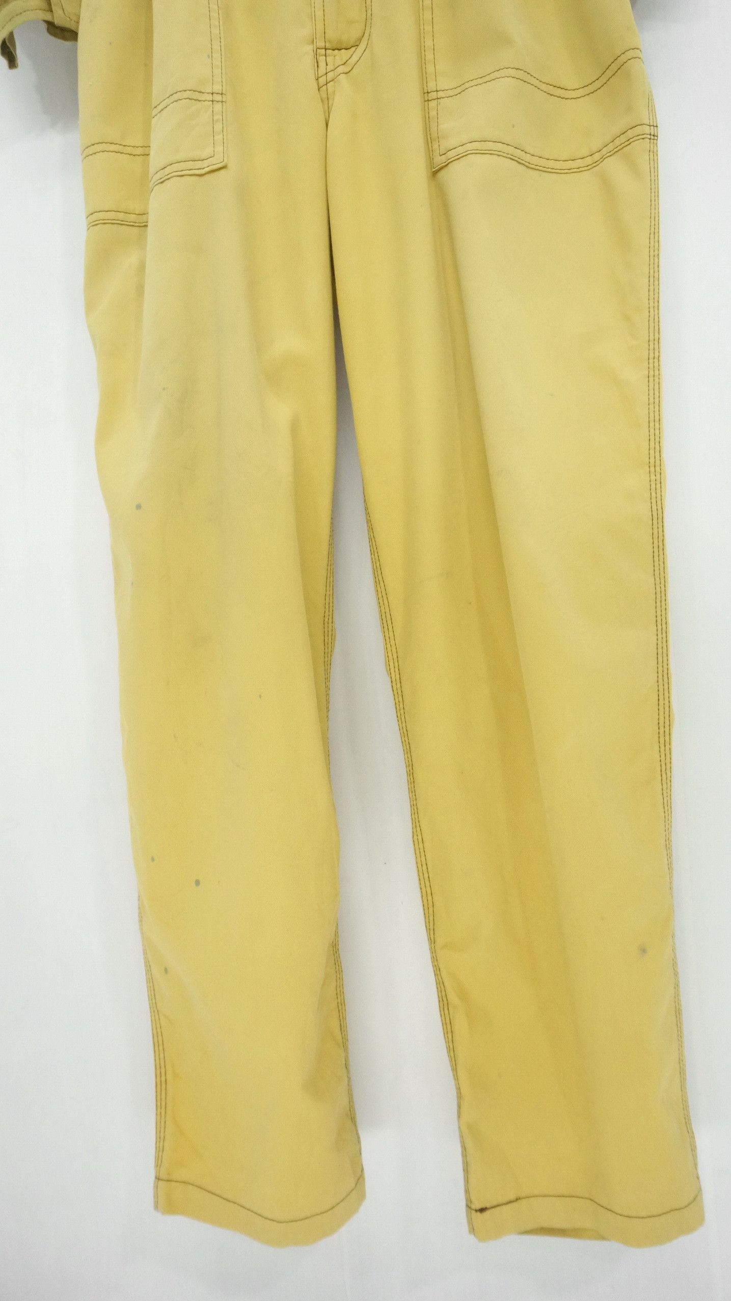 Japanese Brand Vintage TOYOTA Faded Pale Yellow Coverall Size US 31 - 7 Thumbnail
