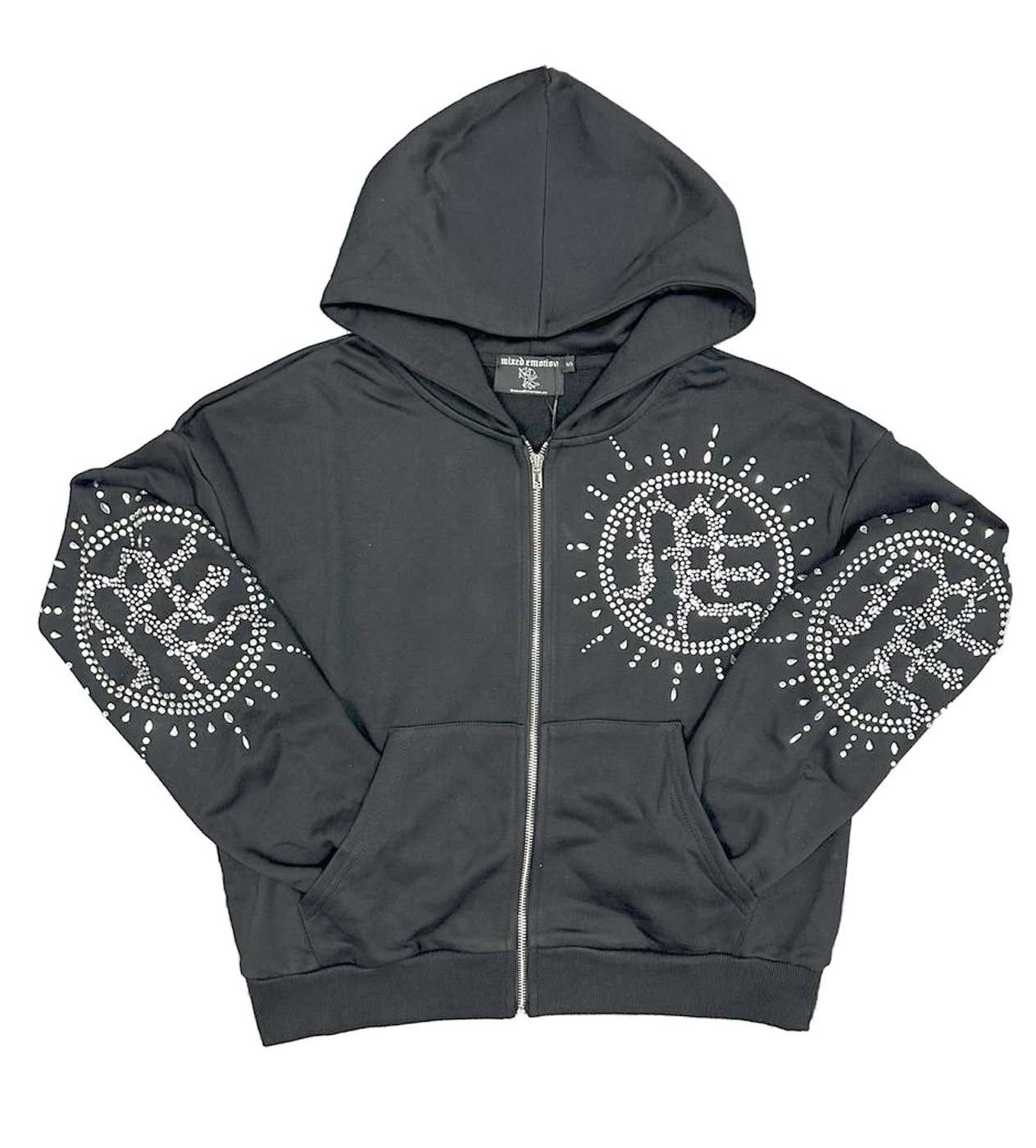 Other Mixed Emotions Eclipse Rhinestone Hoodie Acid Wash Grey Size US XXL / EU 58 / 5 - 1 Thumbnail