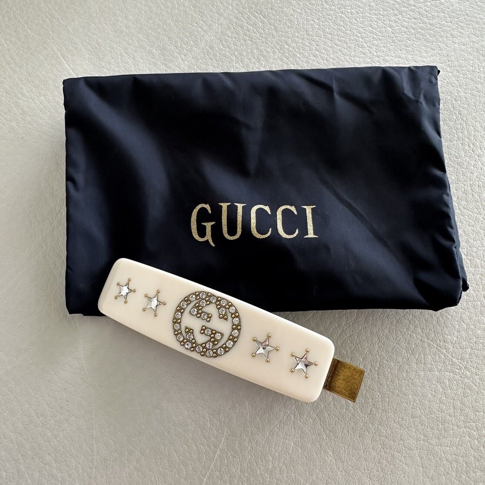 Gucci NEW GUCCI CRYSTAL HAIR INTERLOCKING G Clip White Crystal￼ Size ONE SIZE - 3 Thumbnail