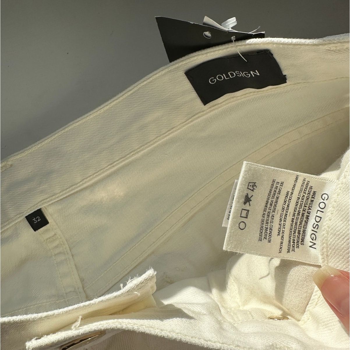 GOLDSIGN NWT Goldsign The A Jean Ivory Straight Leg Jeans US 32 Size 32" / US 10 / IT 46 - 8 Thumbnail