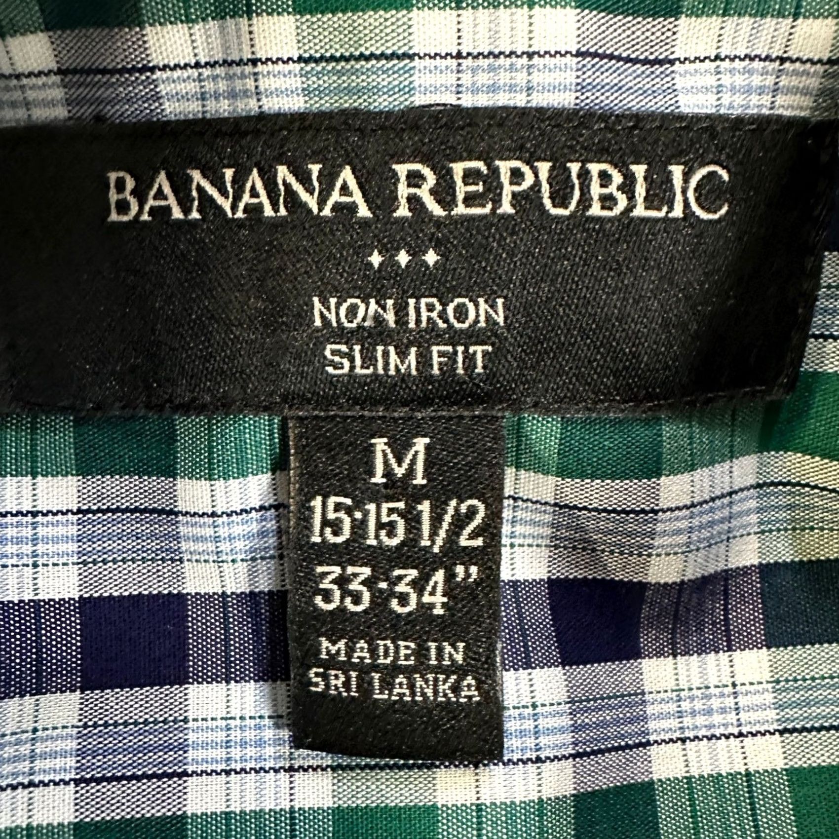 Banana Republic Banana Republic Shirt Dress Mens Medium 15-15.5 33-34 Blue Green Plaid Slim Fit Shirt Dress Mens Blue Plaid Slim Fit Mens Clothing Size 40R - 4 Thumbnail