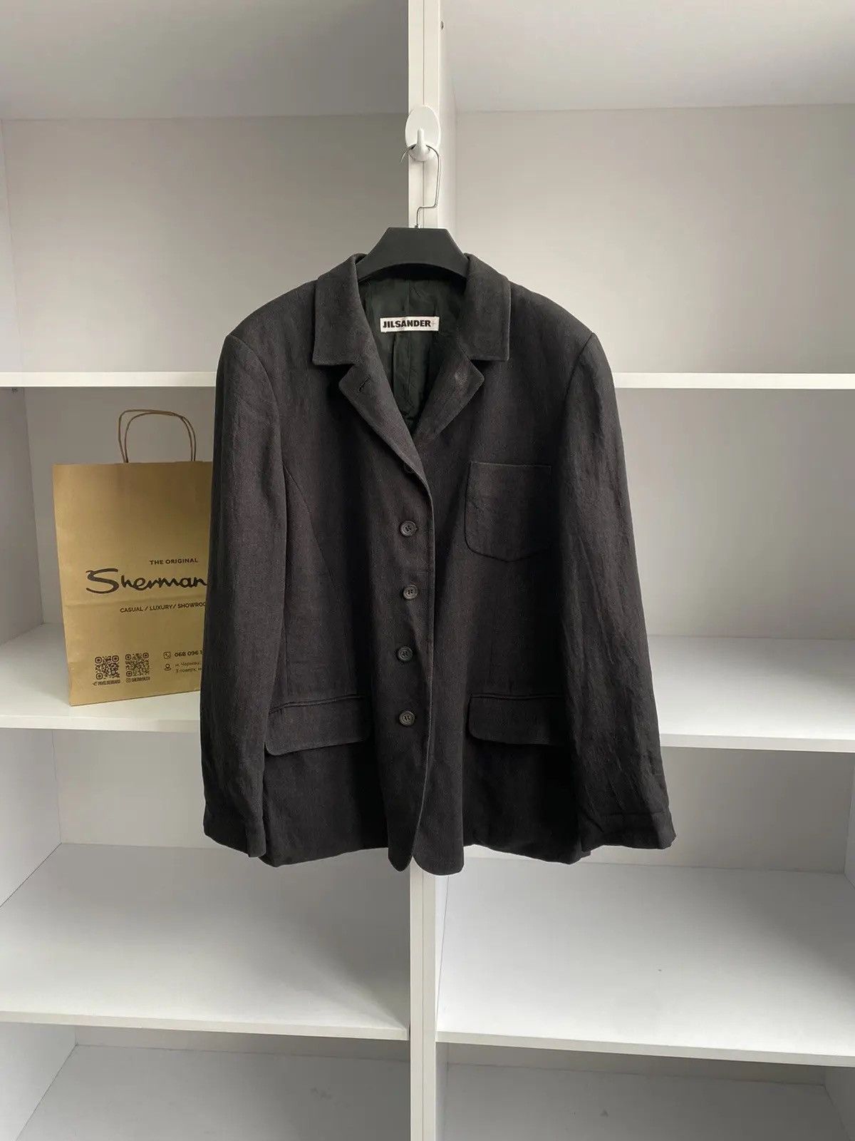 Designer × Jil Sander × Vintage Vintage Jil Sander Women’s Luxury Designer Grey Blazer Size L / US 10 / IT 46 - 1 Thumbnail