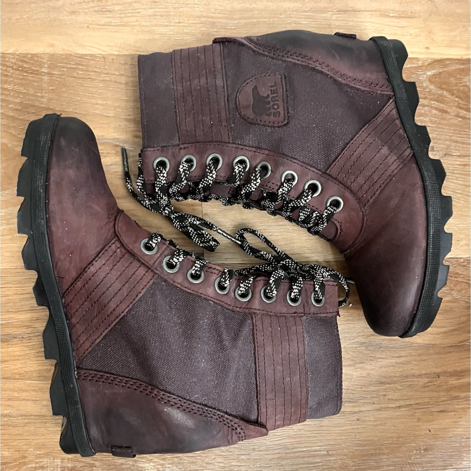 SOREL VINTAGE SOREL Lexie Boot Wedge Women 8 Red Wine Nubuck Waterproof Rubber Heel Wedge Boot Girls Womens Shoes/Burgundy Size US 8 / IT 38 - 3 Thumbnail