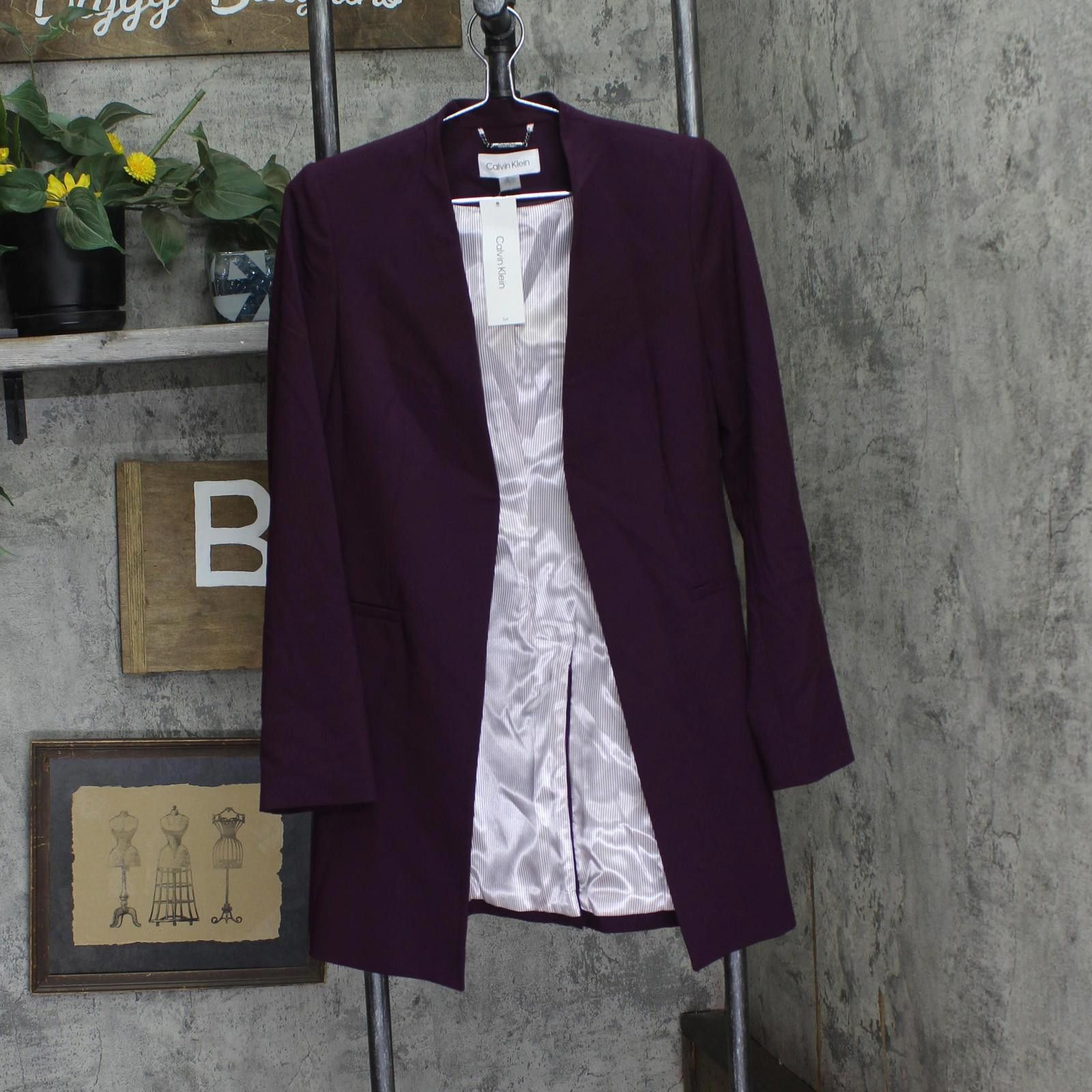 Calvin Klein Nwt Calvin Klein Front Blazer Jacket S27jl165 Aubergine 2 Size XS / US 0-2 / IT 36-38 - 1 Thumbnail