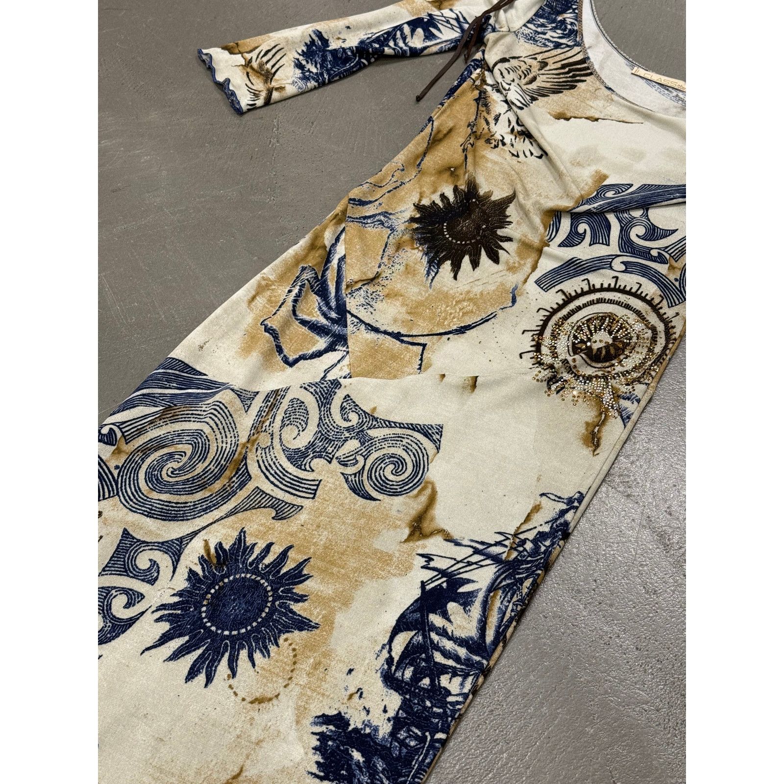 Roberto Cavalli 2000s Roberto Cavalli geometric open shoulder long dress Size L / US 10 / IT 46 - 7 Thumbnail