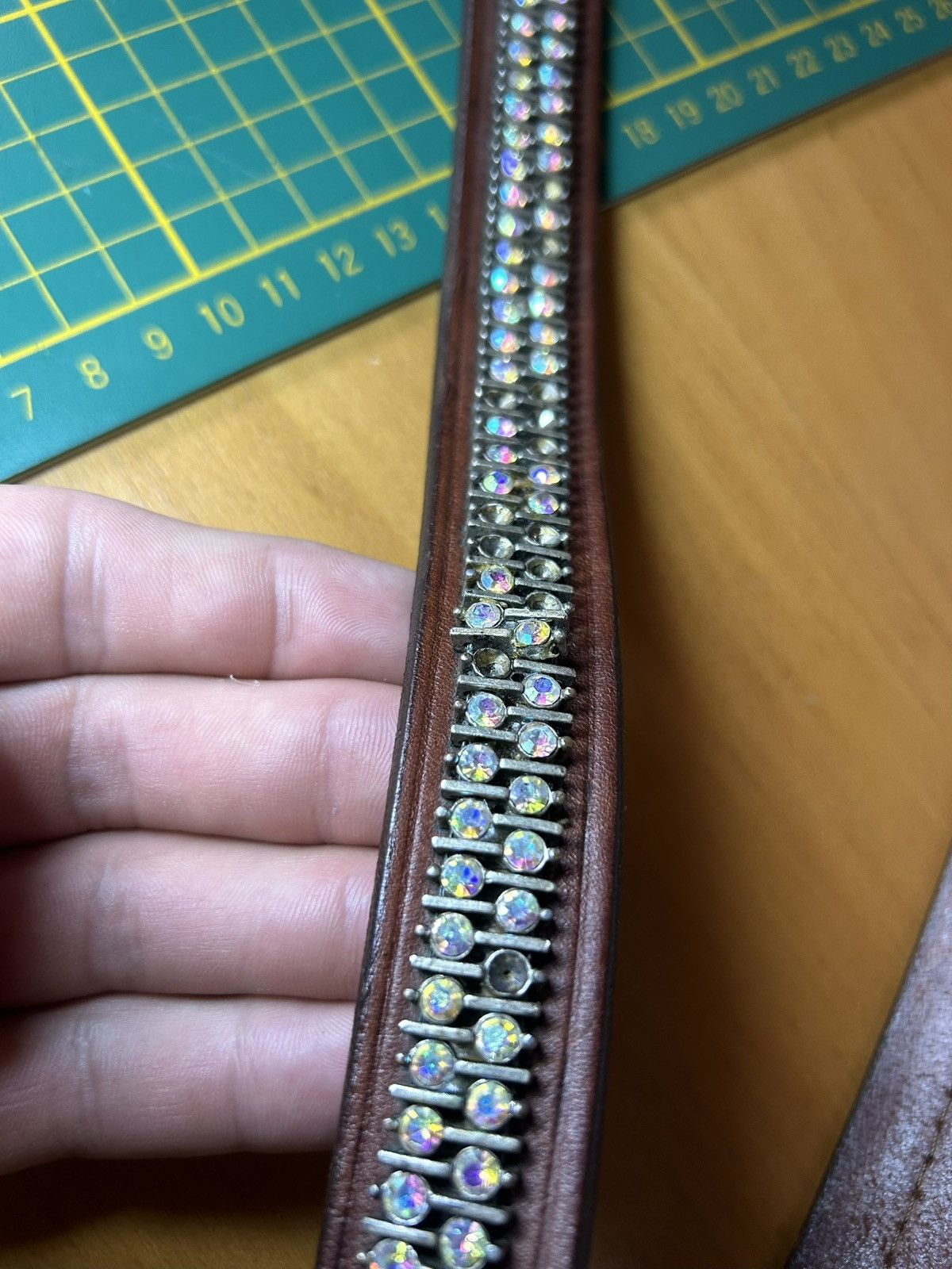 Vintage Vintage western rhinestone tennis chain leather belt Size ONE SIZE - 12 Thumbnail