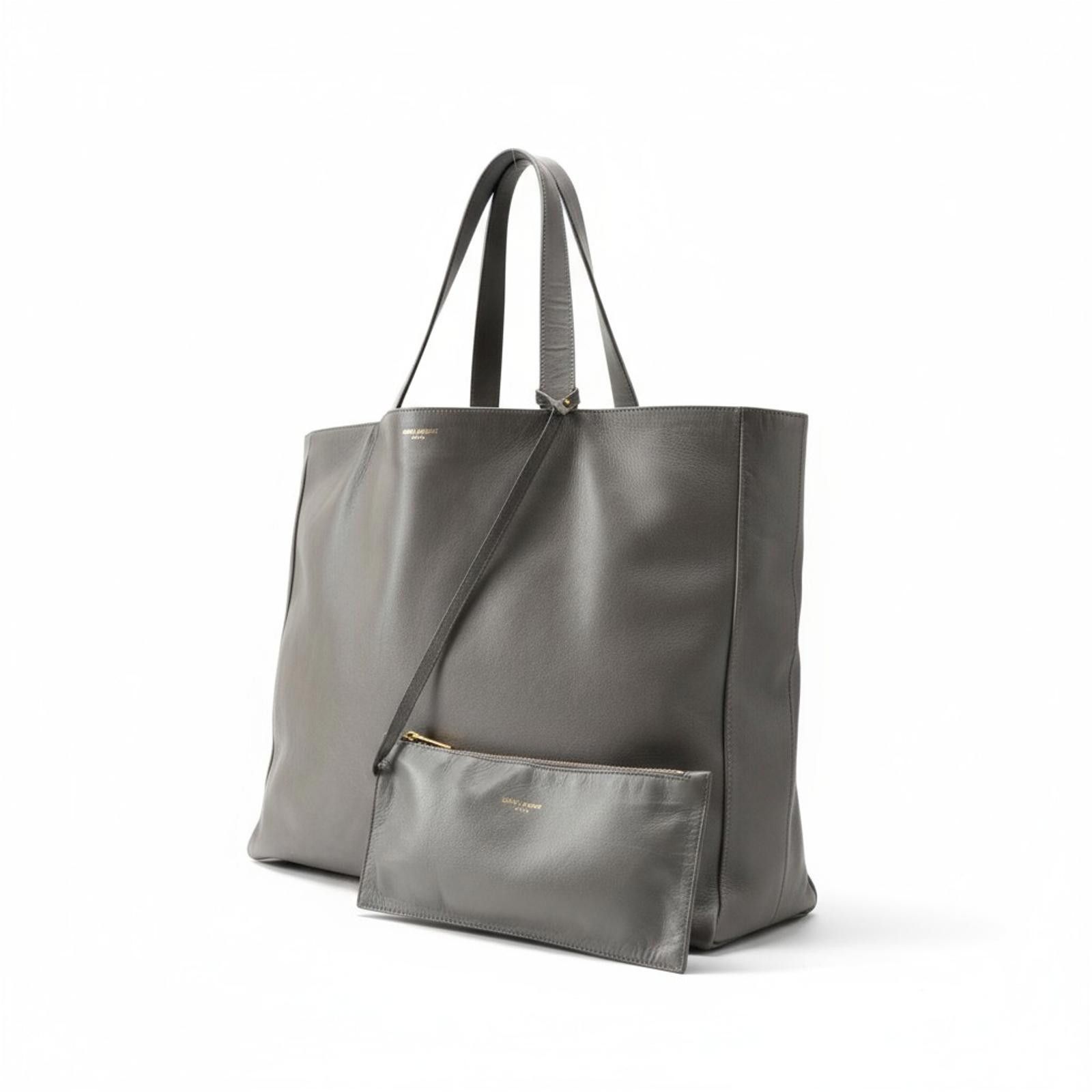 Saint Laurent Paris Saint Laurent - Grey Leather Tote Bag Pouch Size ONE SIZE - 1 Thumbnail