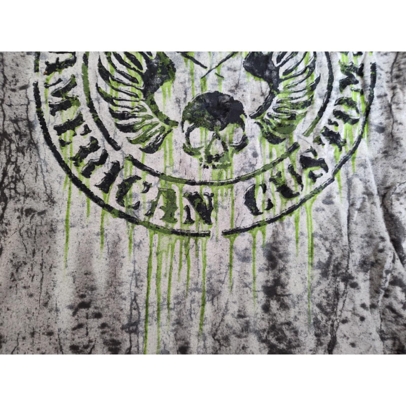 Affliction VINTAGE Affliction American Customs Men's Tie Dye T-Shirt Short Sleeve Crew Neck Gray Cotton Biker Motorcycle Skull M USA Made Size US M / EU 48-50 / 2 - 4 Thumbnail