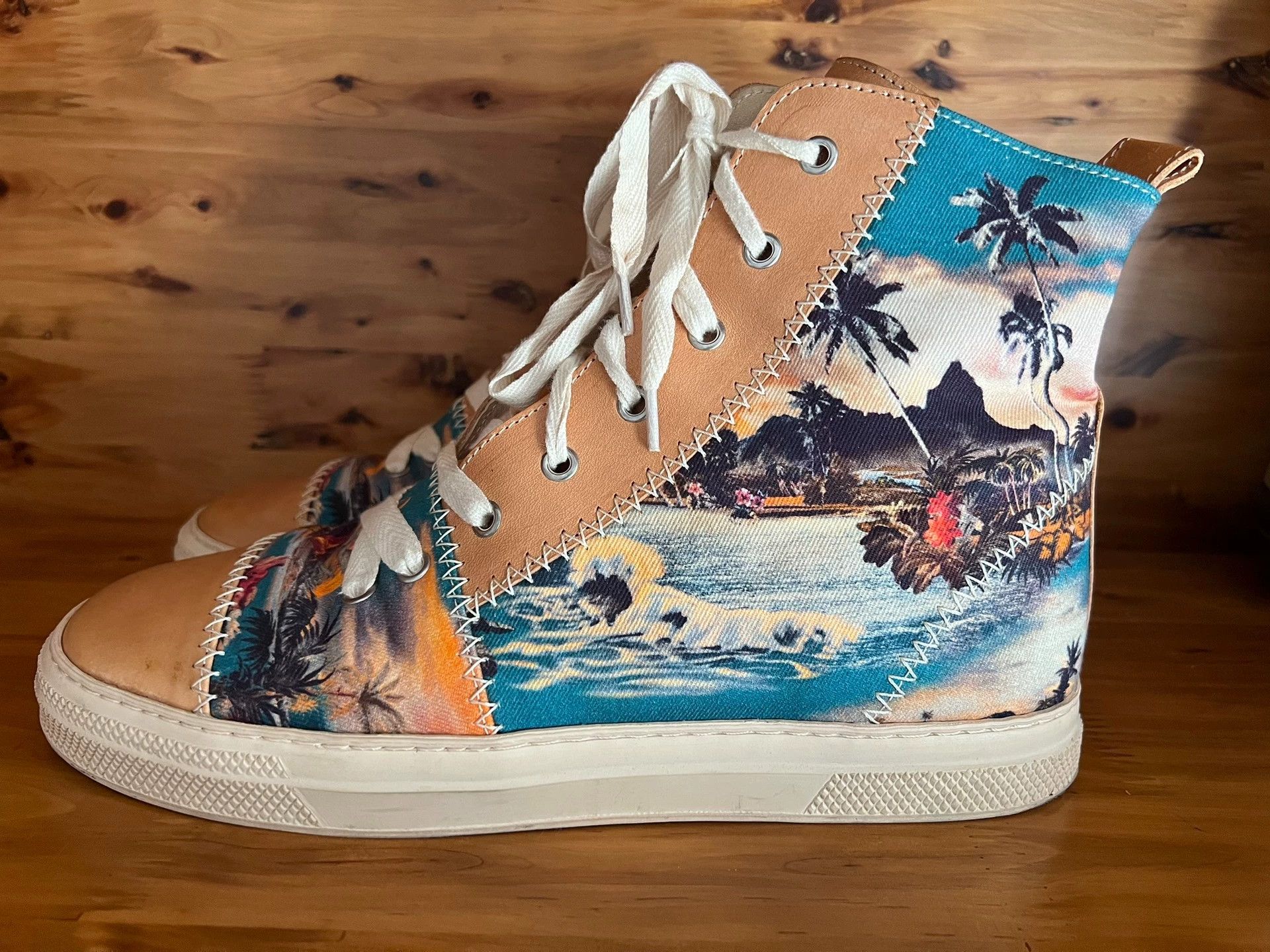 Jean Paul Gaultier JPG leather paneled high-top casual shoes 42 Portugal Size US 9 / EU 42 - 1 Thumbnail