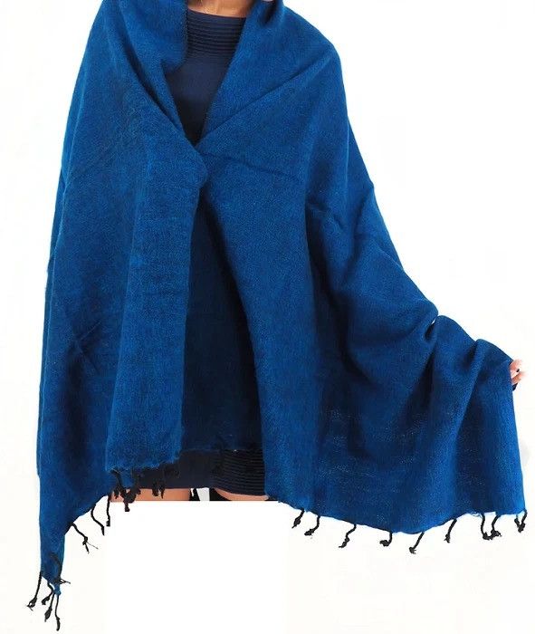 Other Woolen Handmade Wrap Shawl for - 80" x 34" inch Blue Color Size ONE SIZE - 2 Thumbnail