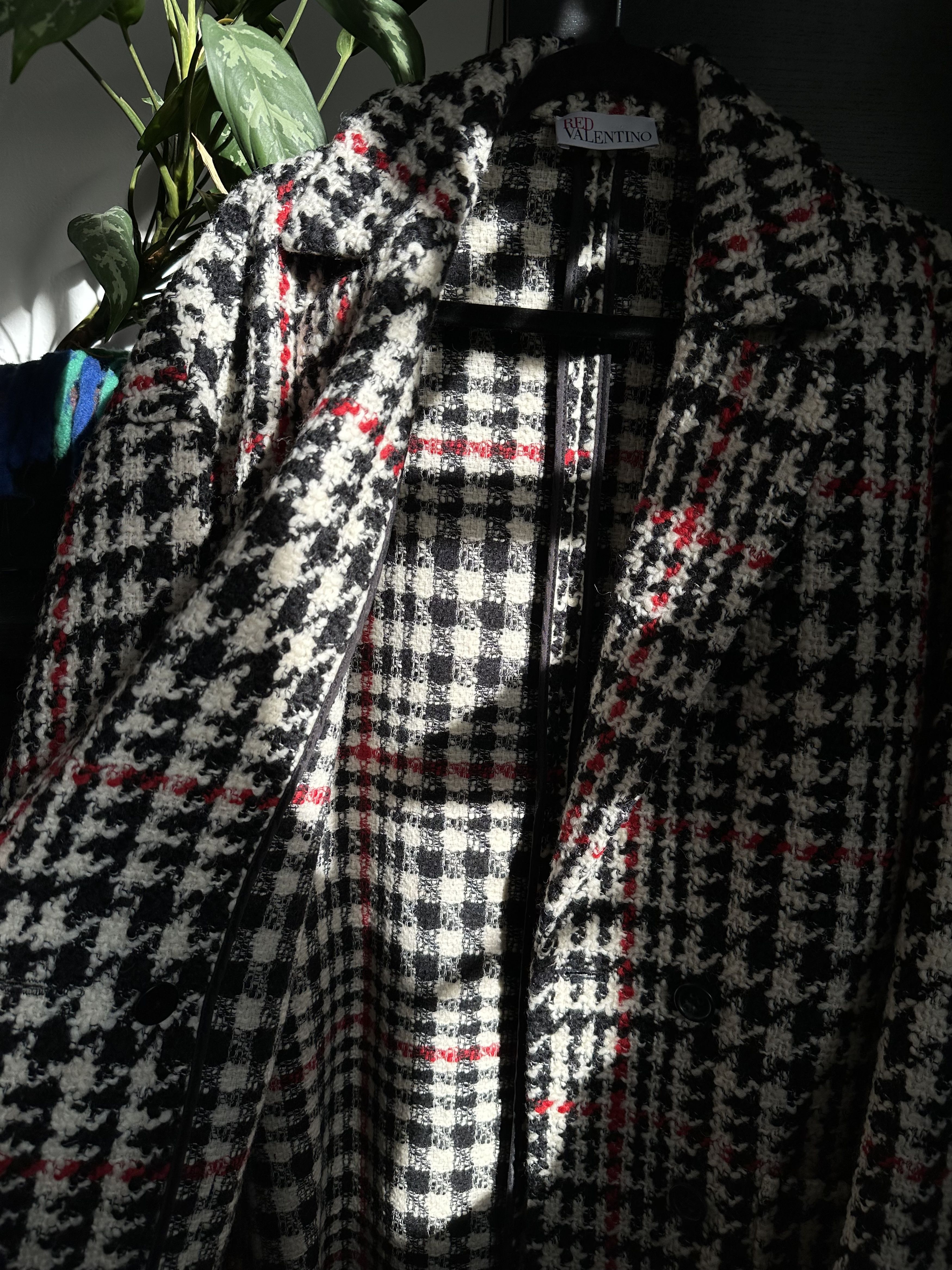 RED Valentino RED Valentino Black and Red Check Tweed Coat Size S / US 4 / IT 40 - 2 Thumbnail