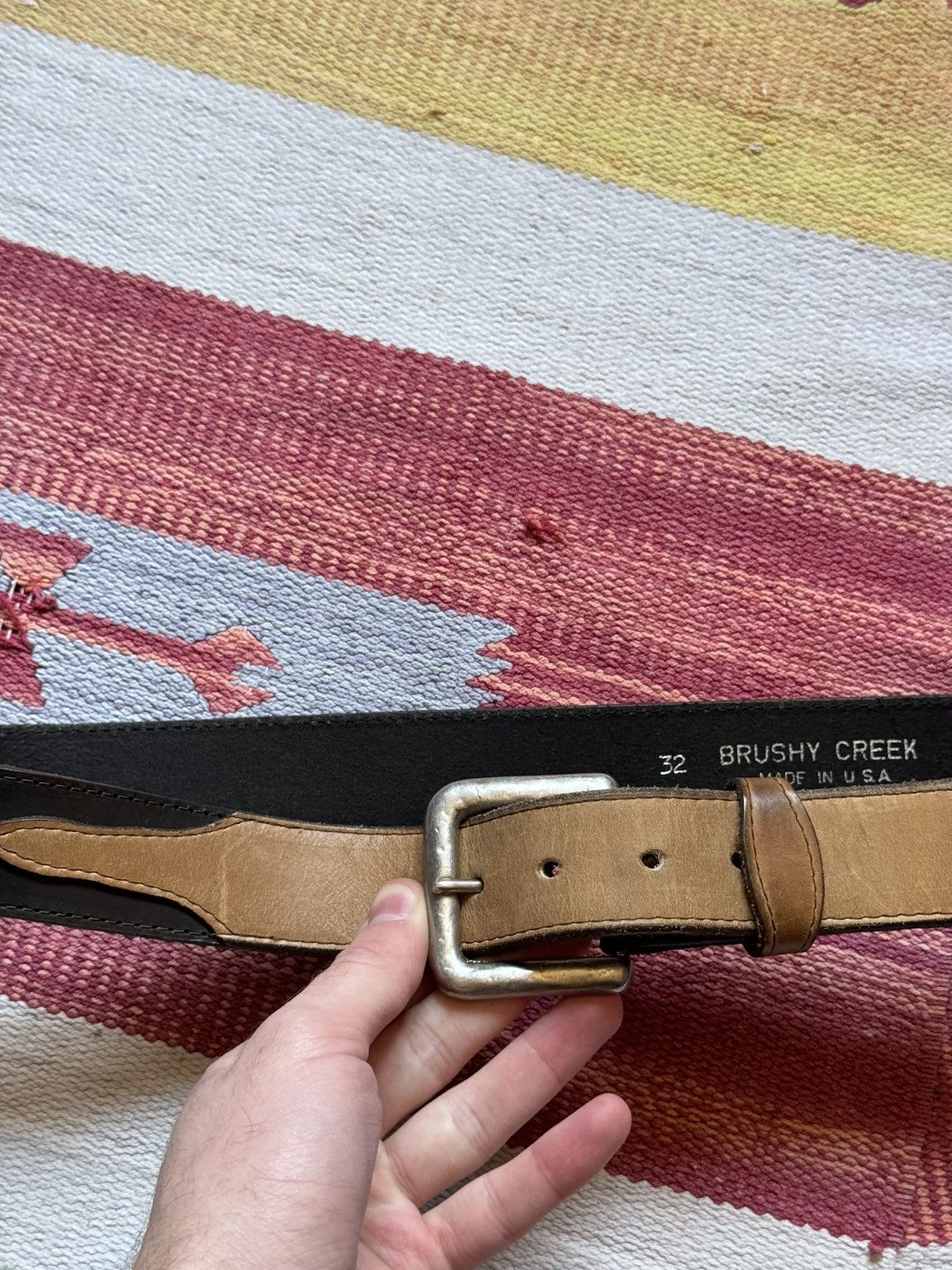 Genuine Leather Vintage 00’s Brushy Creek Women’s Made In USA Leather Belt Size ONE SIZE - 2 Thumbnail